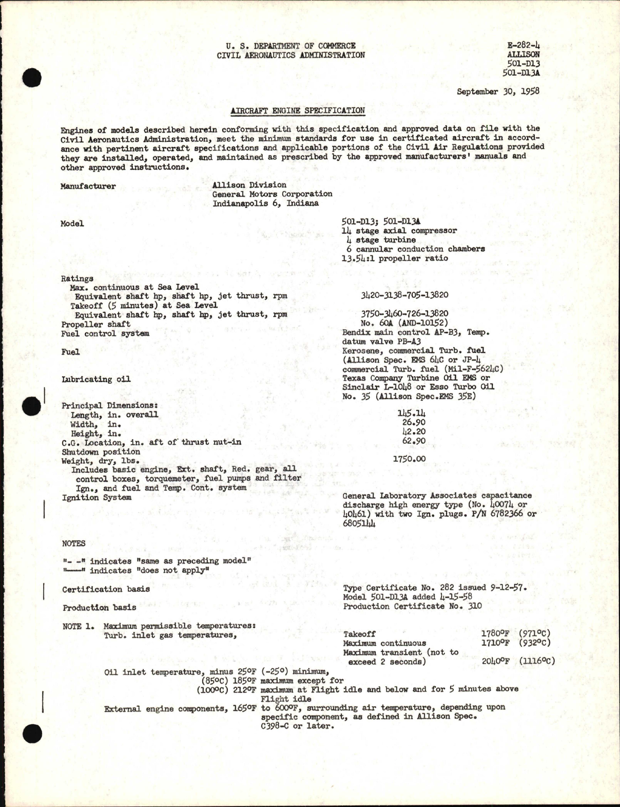 Sample page 1 from AirCorps Library document: 501-D13, 501-D13A