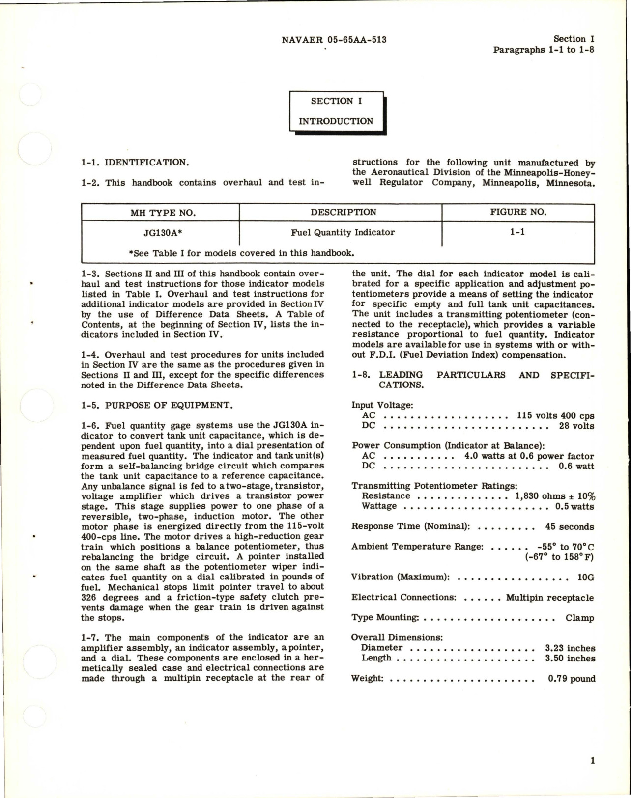 Sample page 5 from AirCorps Library document: Overhaul Instructions for Fuel Quantity Indicator - Type JG130A - Models JG130A-3, JG130A-8, JG130A-11, and JG130A-47