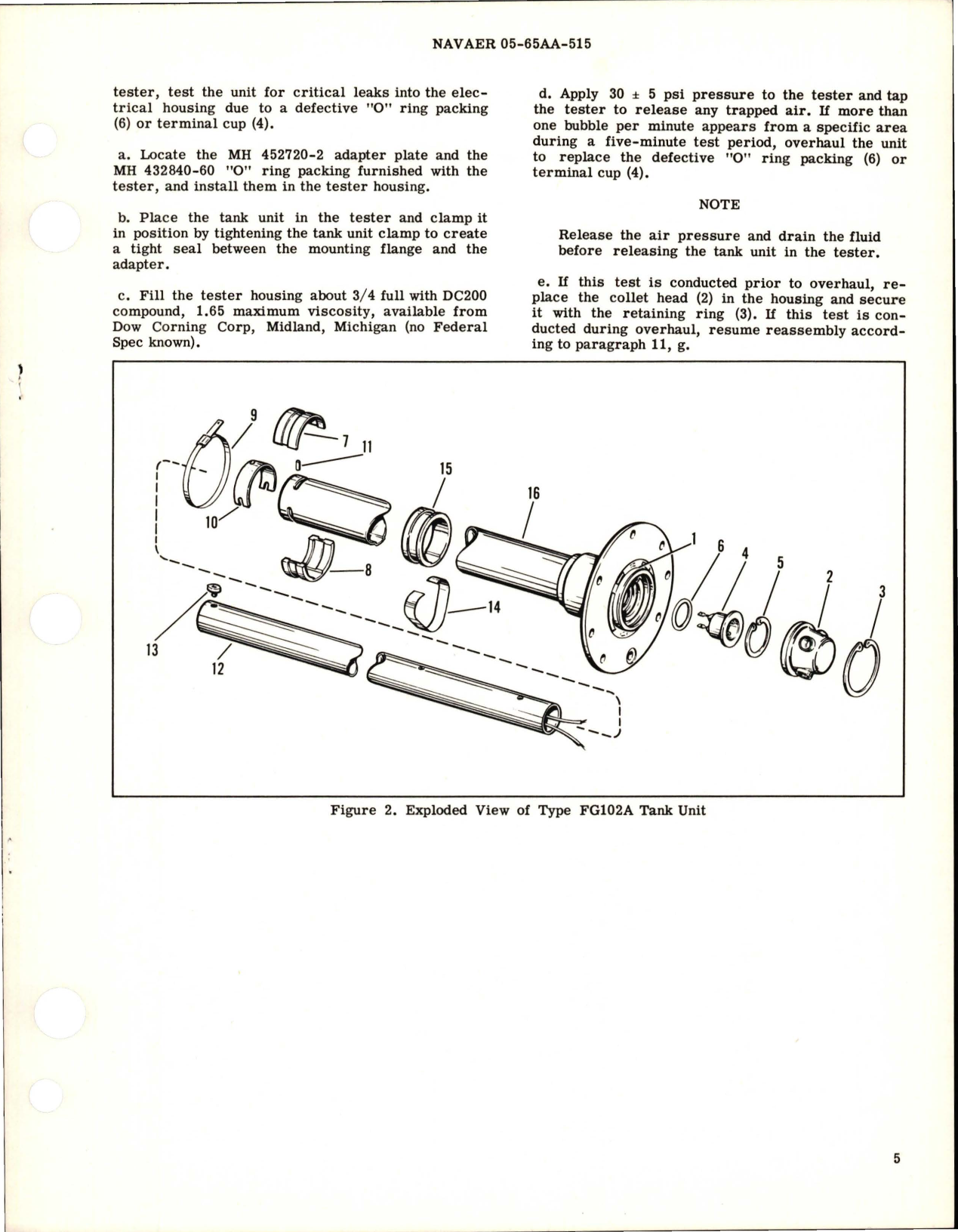 Sample page 5 from AirCorps Library document: Overhaul Instructions with Parts Breakdown for Tank Unit - Type FG102A