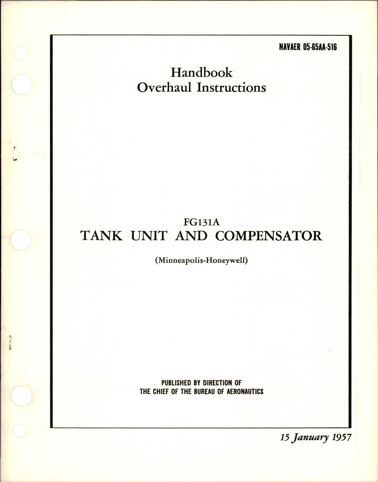 Sample page 1 from AirCorps Library document: Overhaul Instructions for Tank Unit and Compensator - FG131A