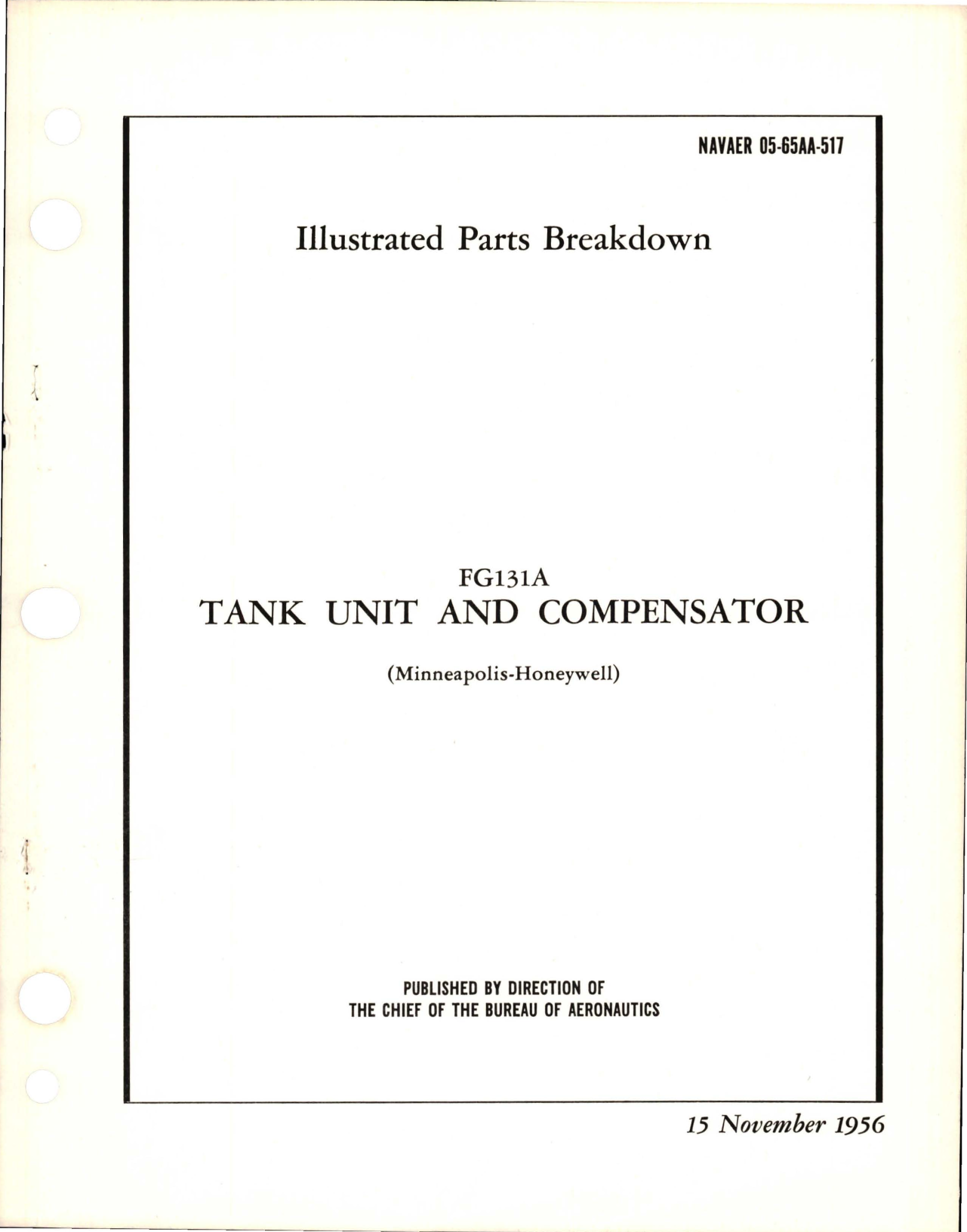 Sample page 1 from AirCorps Library document: Illustrated Parts Breakdown for Tank Unit and Compensator - FG131A