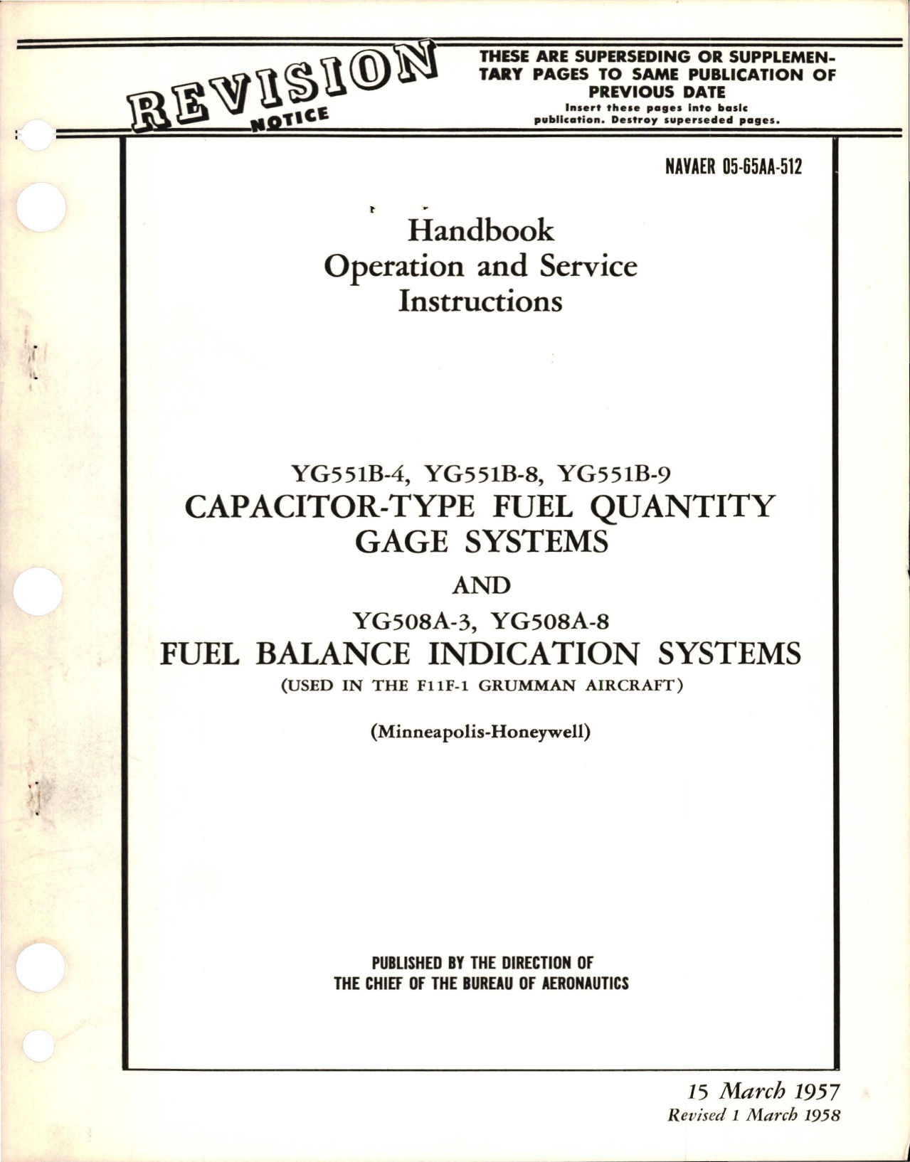 Sample page 1 from AirCorps Library document: Revision to Operation and Service Instructions for Capacitor Type Fuel Quantity Gage Systems and Fuel Balance Indication Systems 