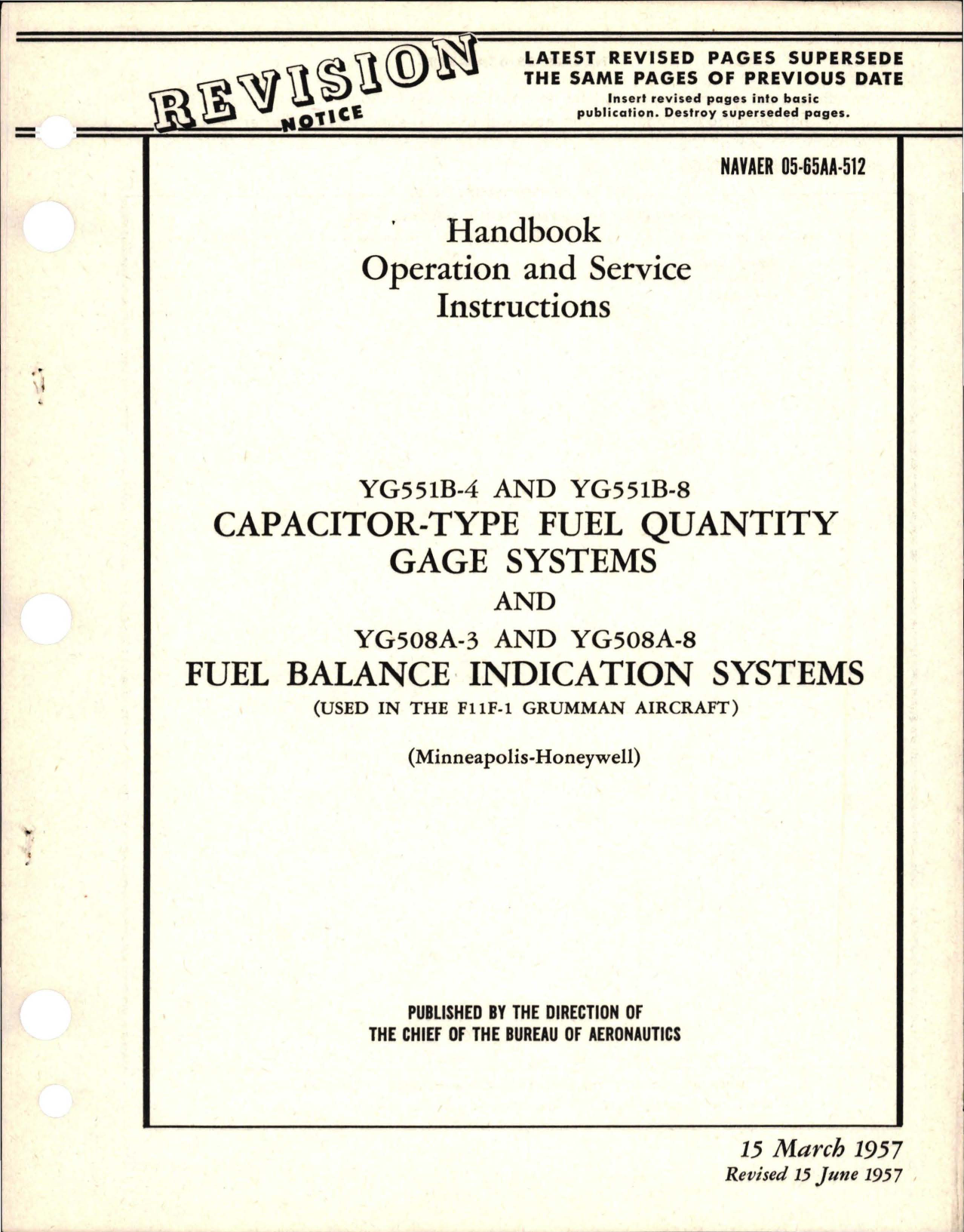 Sample page 1 from AirCorps Library document: Revision to Operation and Service Instructions for Capacitor Type Fuel Quantity Gage Systems and Fuel Balance Indication Systems