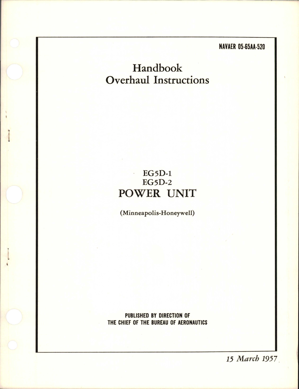 Sample page 1 from AirCorps Library document: Overhaul Instructions for Power Unit - EG5D-1 and EG5D2