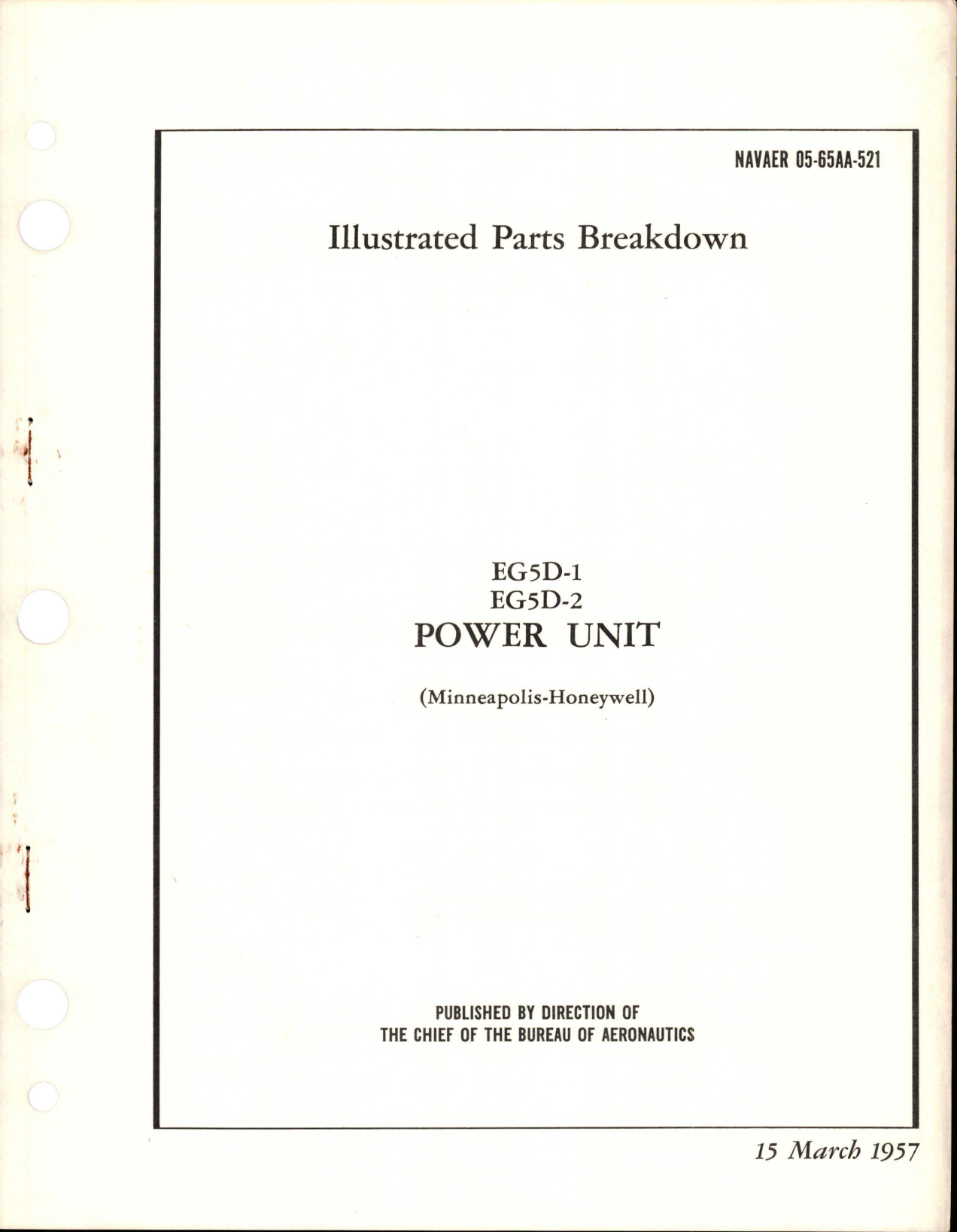 Sample page 1 from AirCorps Library document: Illustrated Parts Breakdown for Power Unit - EG5D-1 and EG5D-2