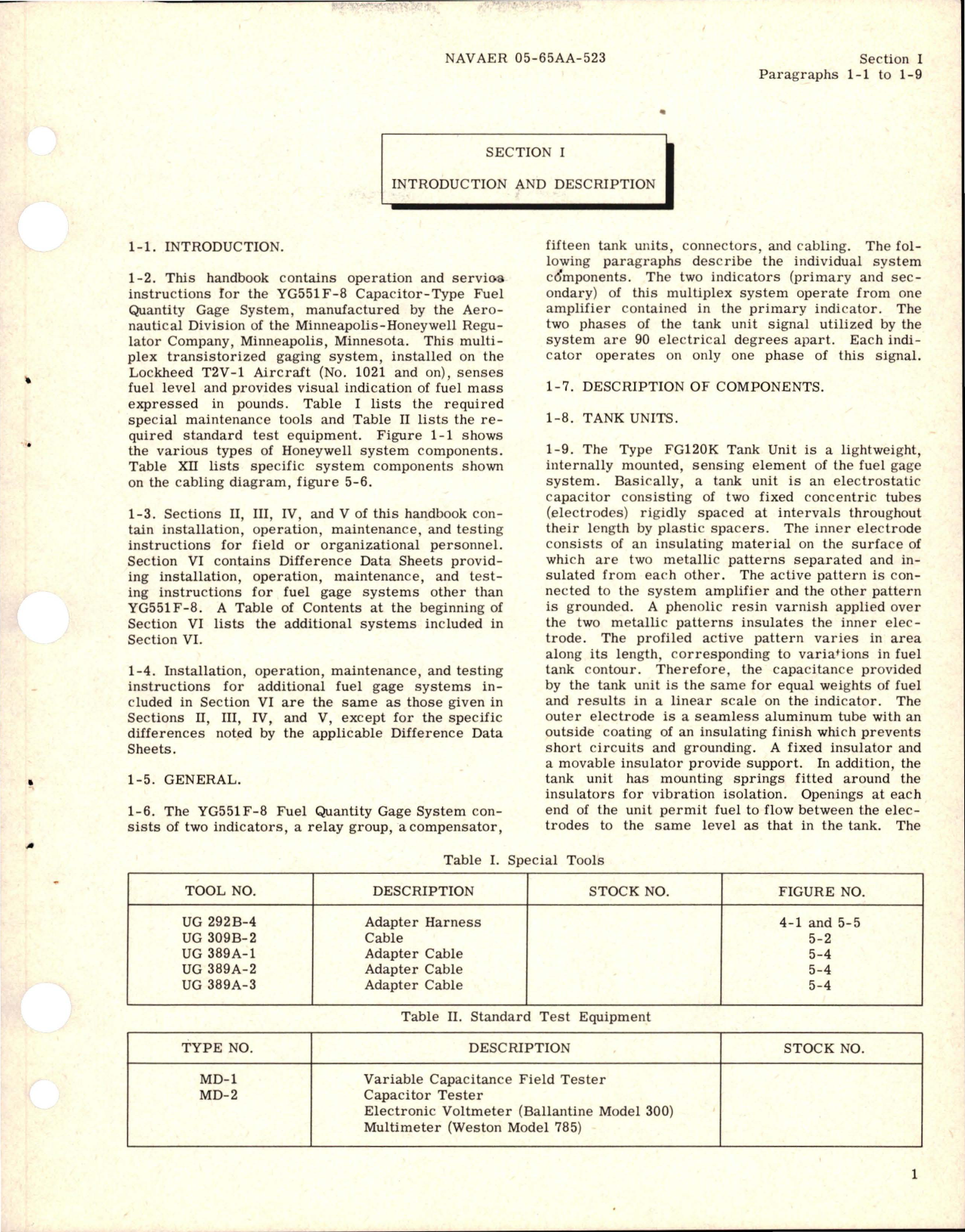 Sample page 5 from AirCorps Library document: Operation and Service Instructions for Capacitor Type Fuel Quantity Gage System - YG551F