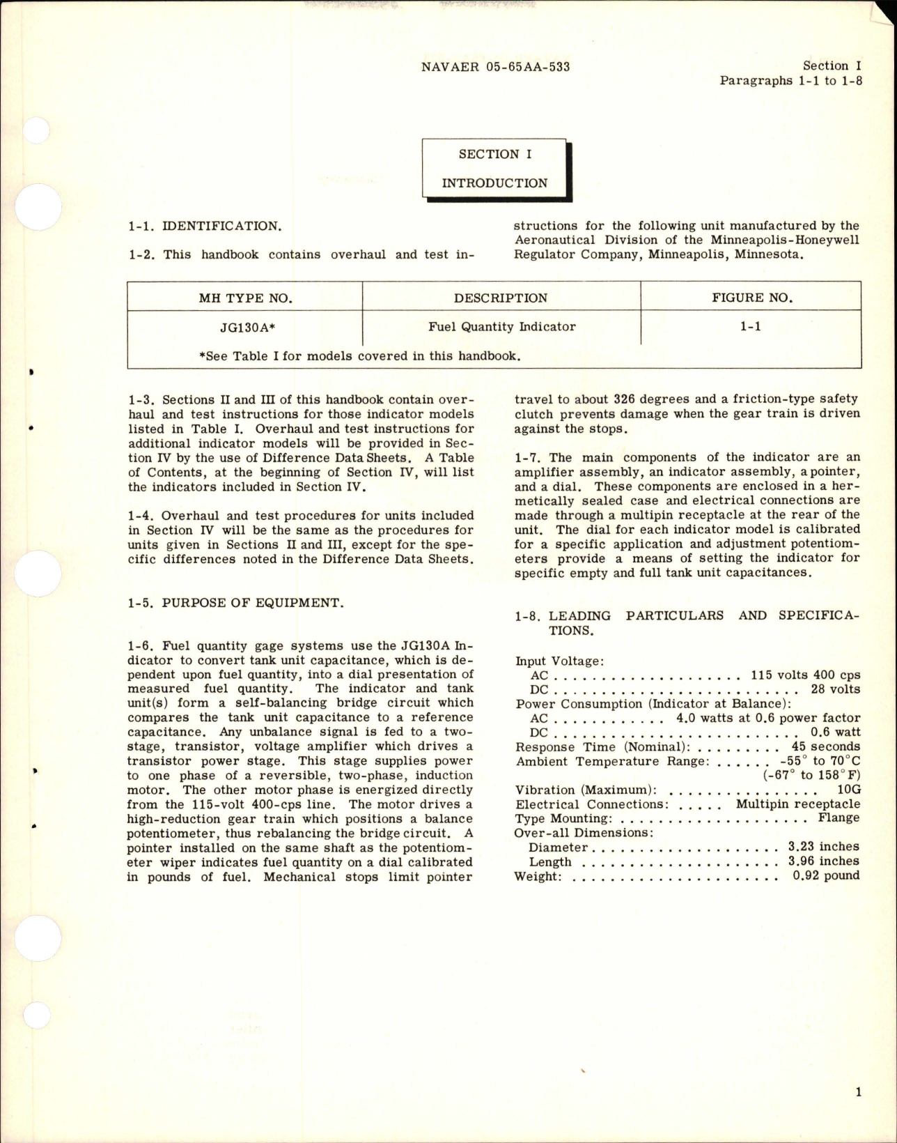 Sample page 5 from AirCorps Library document: Overhaul Instructions for Fuel Quantity Indicator - JG130A-28