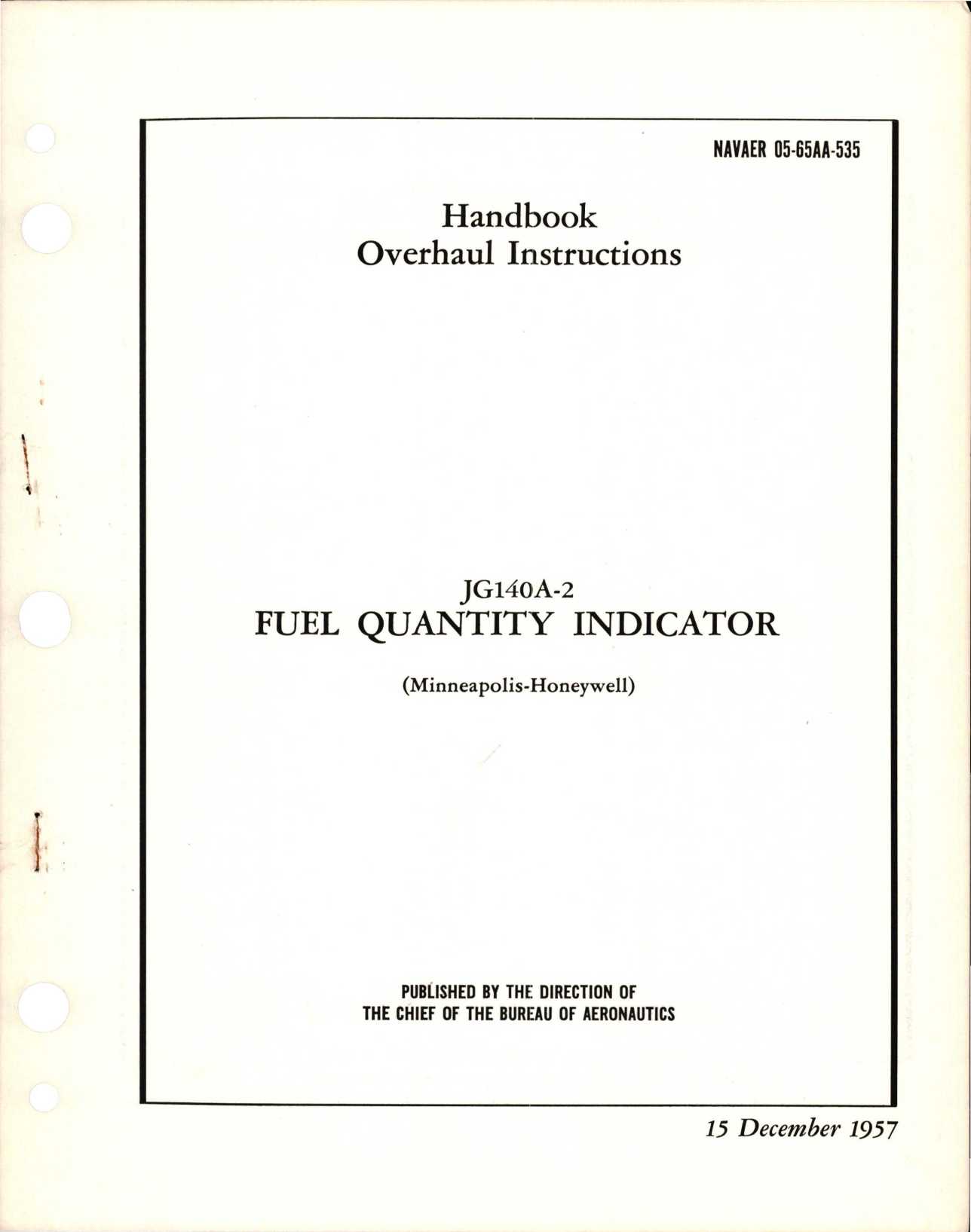 Sample page 1 from AirCorps Library document: Overhaul Instructions for Fuel Quantity Indicator - JG140A-2