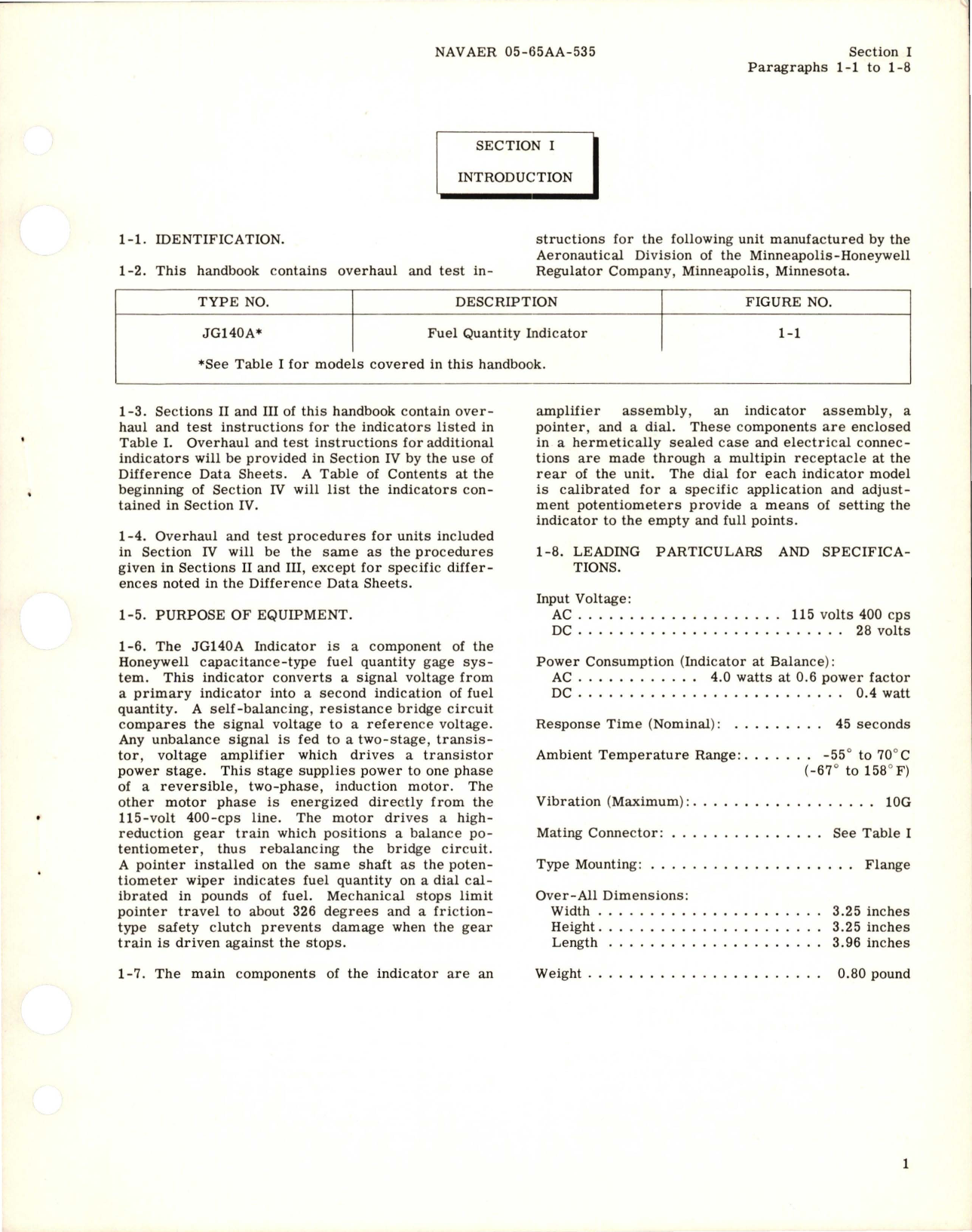 Sample page 5 from AirCorps Library document: Overhaul Instructions for Fuel Quantity Indicator - JG140A-2