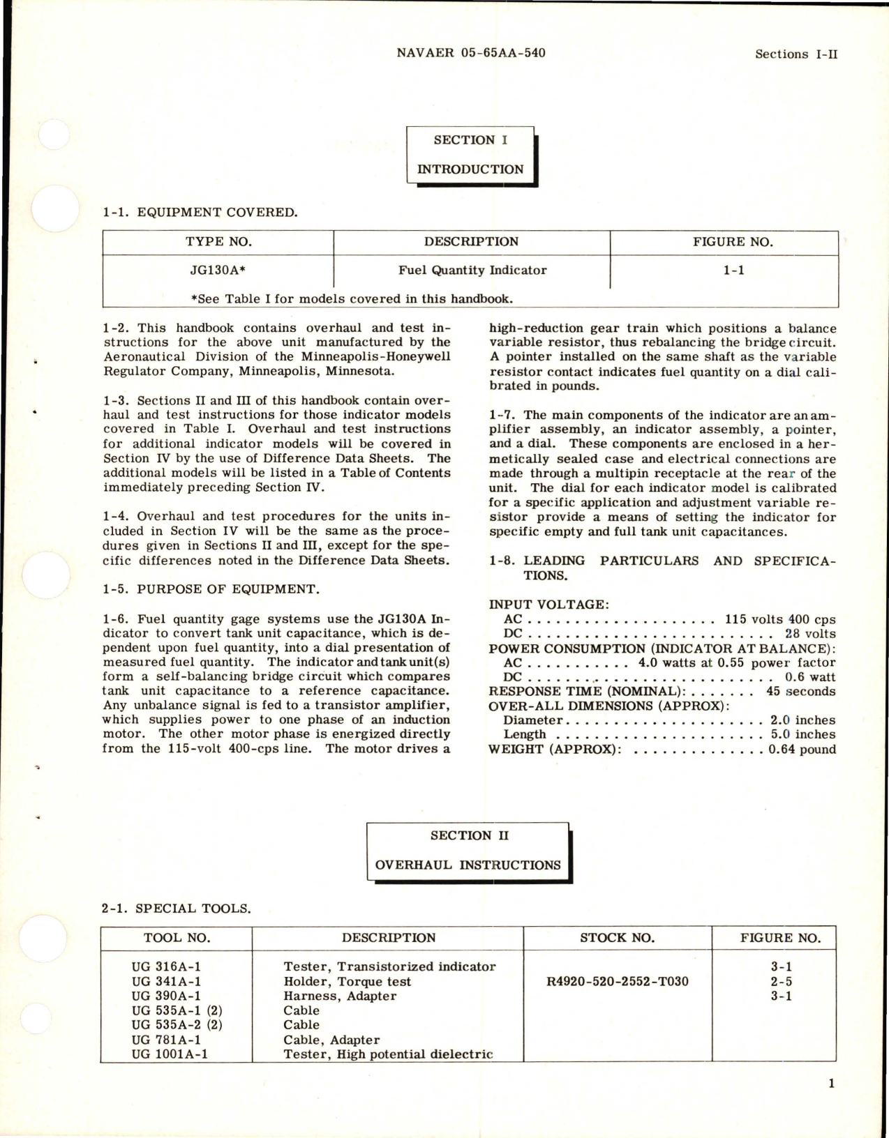 Sample page 5 from AirCorps Library document: Overhaul Instructions for Fuel Quantity Indicator - JG130A-35