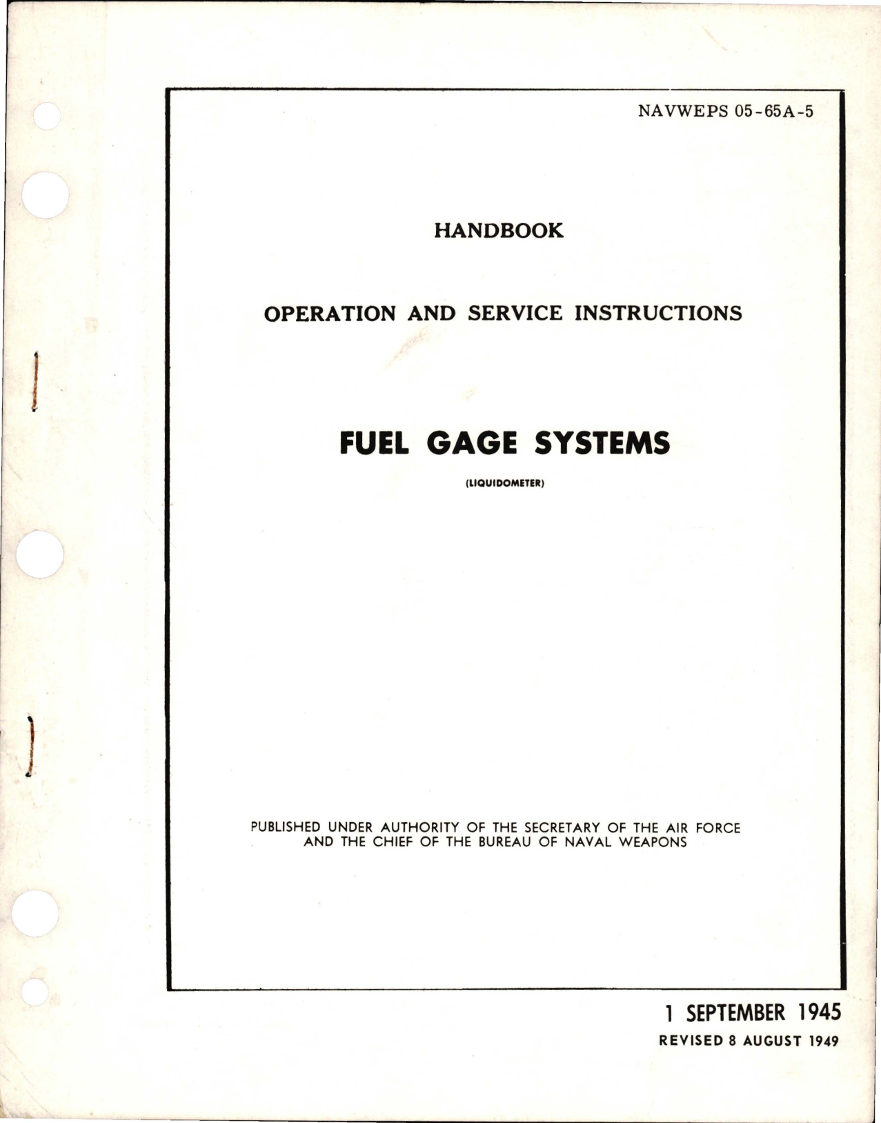 Sample page 1 from AirCorps Library document: Operation and Service Instructions for Fuel Gage Systems