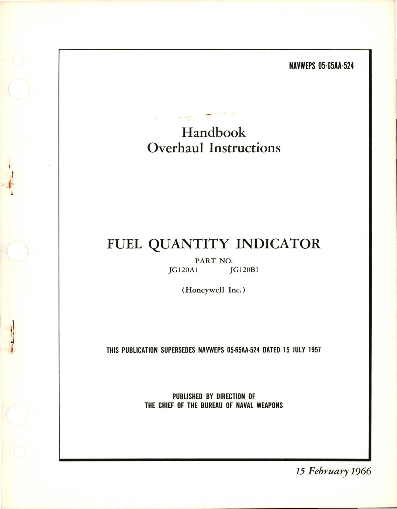 Sample page 1 from AirCorps Library document: Overhaul Instructions for Fuel Quantity Indicator - Part JG120A1 and JG120B1