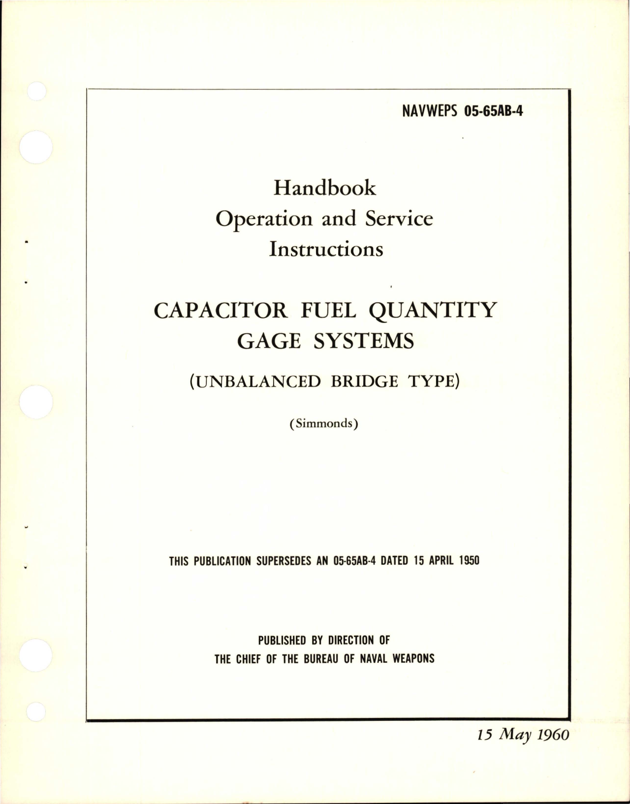 Sample page 1 from AirCorps Library document: Operation and Service Instructions for Capacitor Fuel Quantity Gage System  (Unbalanced Bridge Type)