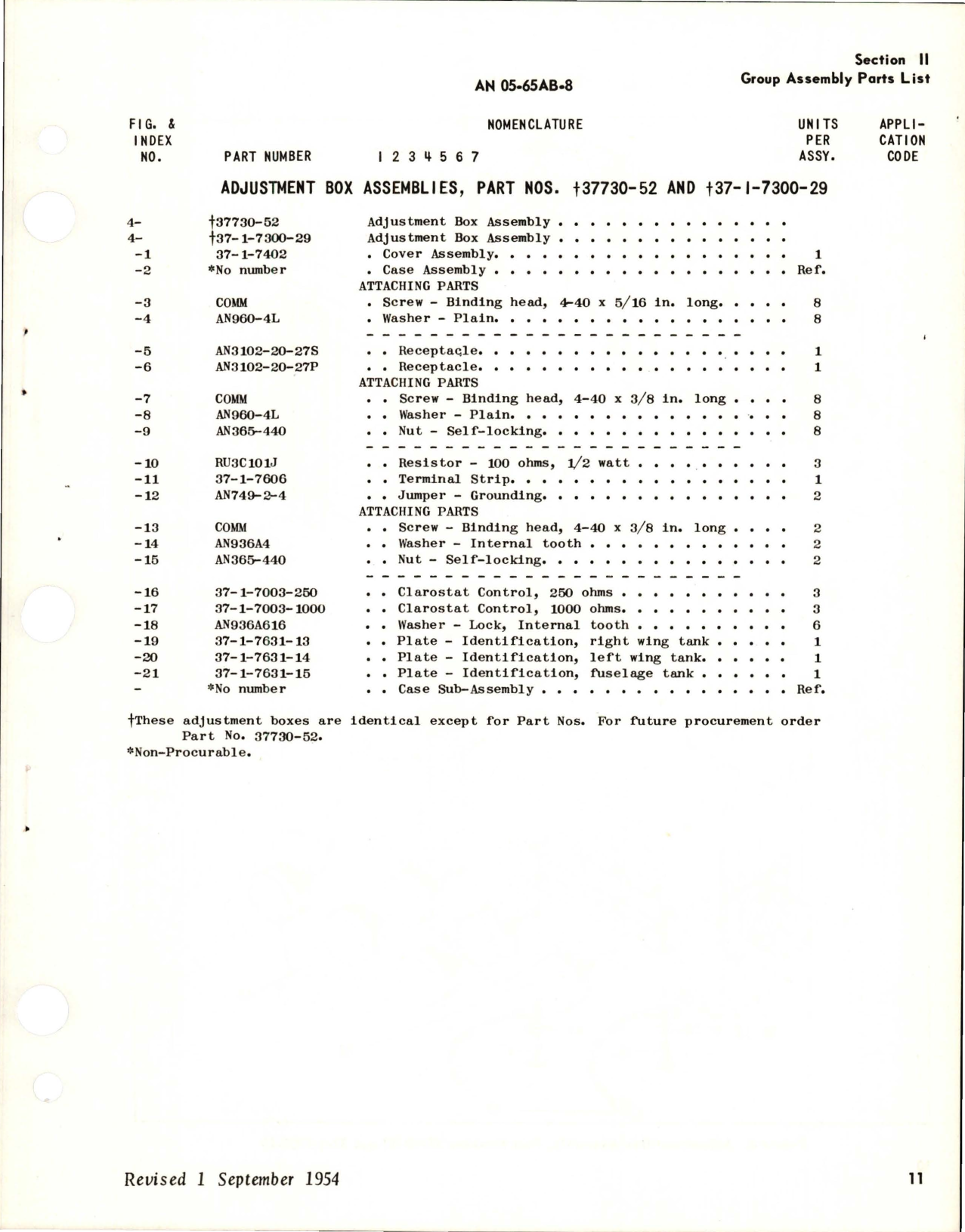 Sample page 7 from AirCorps Library document: Revision to Parts Catalog for Capacitor Type Fuel Quantity Gage Adjustment Boxes, Control Units, Power Units and Mounting Racks