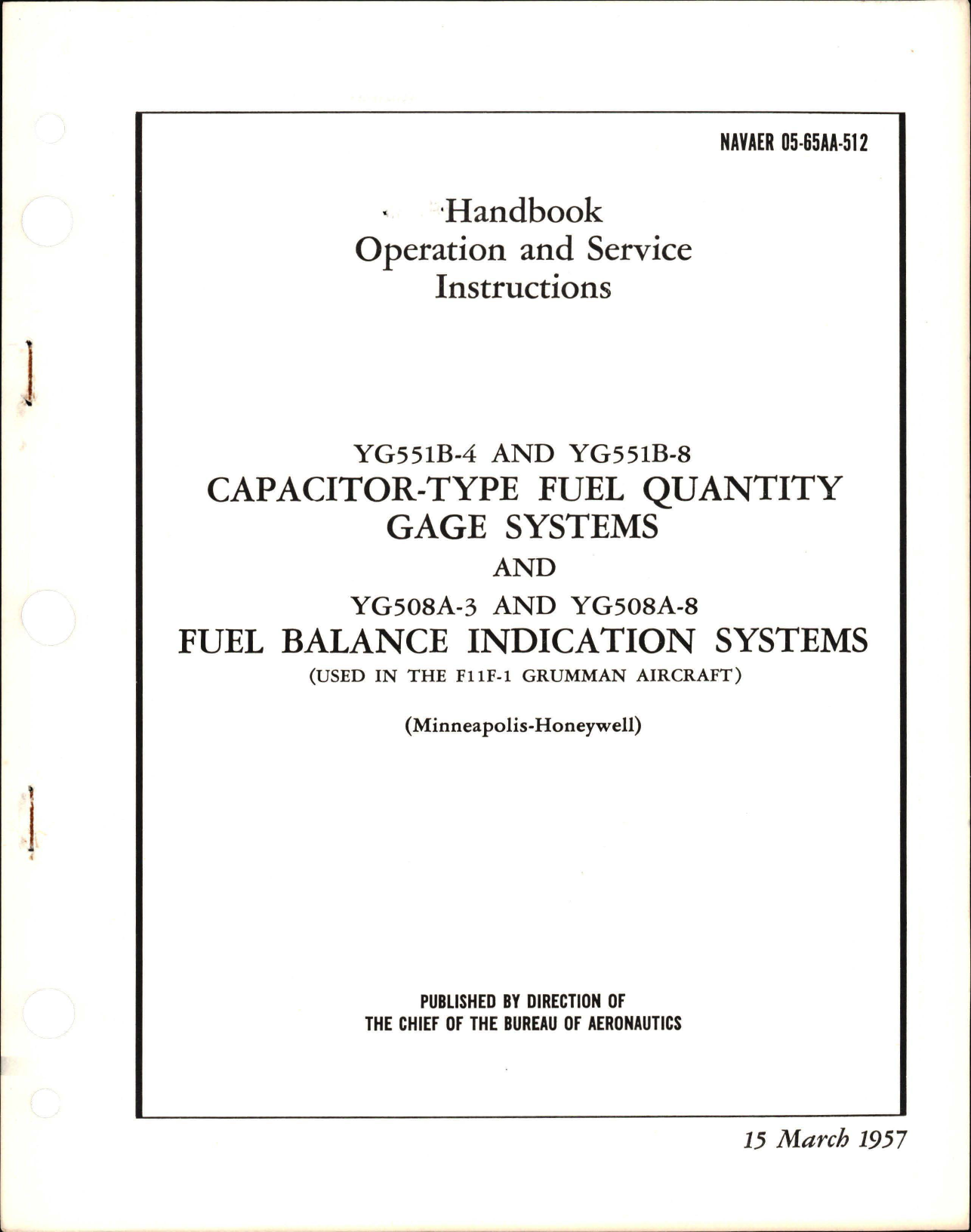 Sample page 1 from AirCorps Library document: Operation and Service Instructions for Capacitor Type Fuel Quantity Gage Systems and Fuel Balance Indication Systems