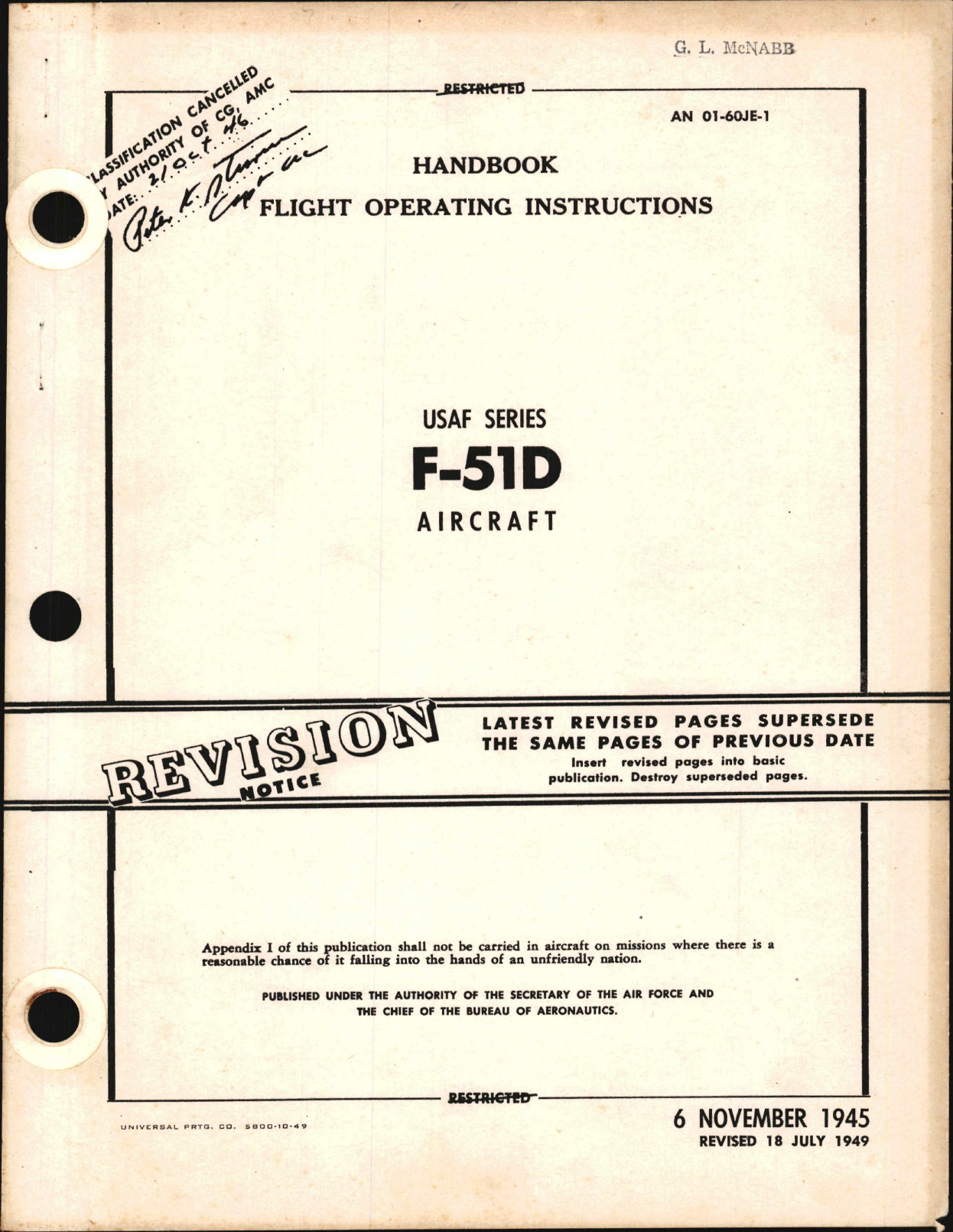 Sample page 1 from AirCorps Library document: Flight Operating Instructions for F-51D