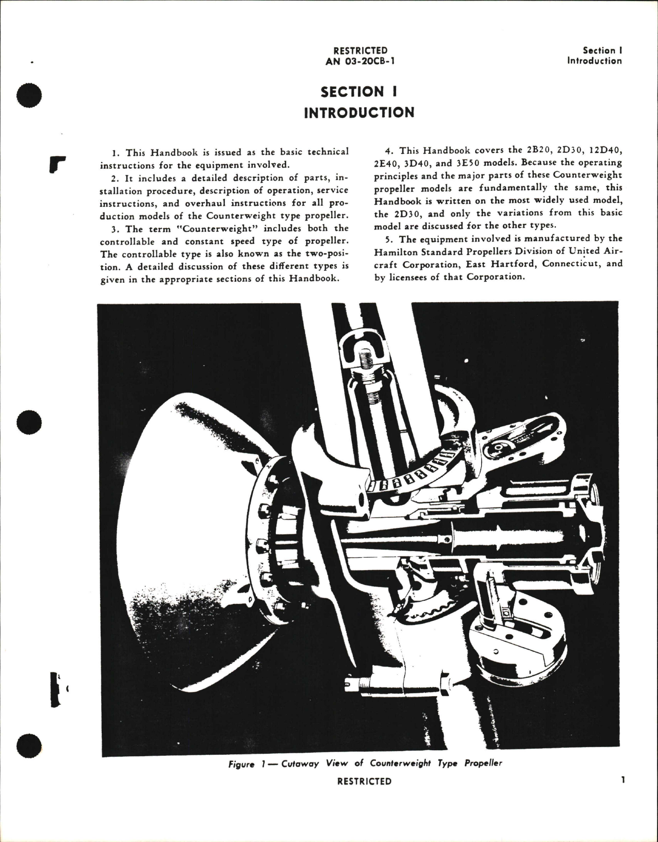 Sample page 5 from AirCorps Library document: Operation, Service, & Overhaul Instructions for Counterweight Props 2B20, 2D30, 2E40, 3D40, 3E50, & 12D40