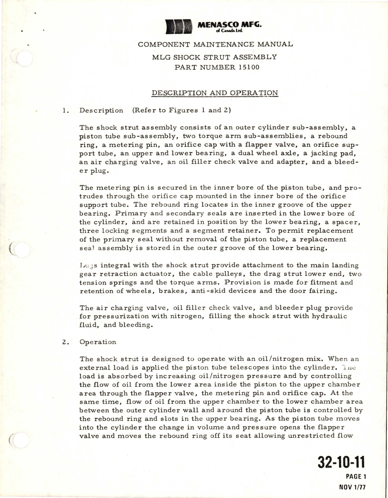 Sample page 9 from AirCorps Library document: Component Maintenance Manual for MLG Shock Strut Assembly - Part 15100