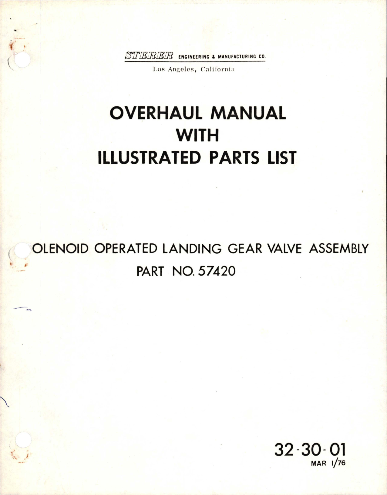 Sample page 1 from AirCorps Library document: Overhaul Manual with Illustrated Parts List for Solenoid Operated Landing Gear Valve Assembly - Part 57420