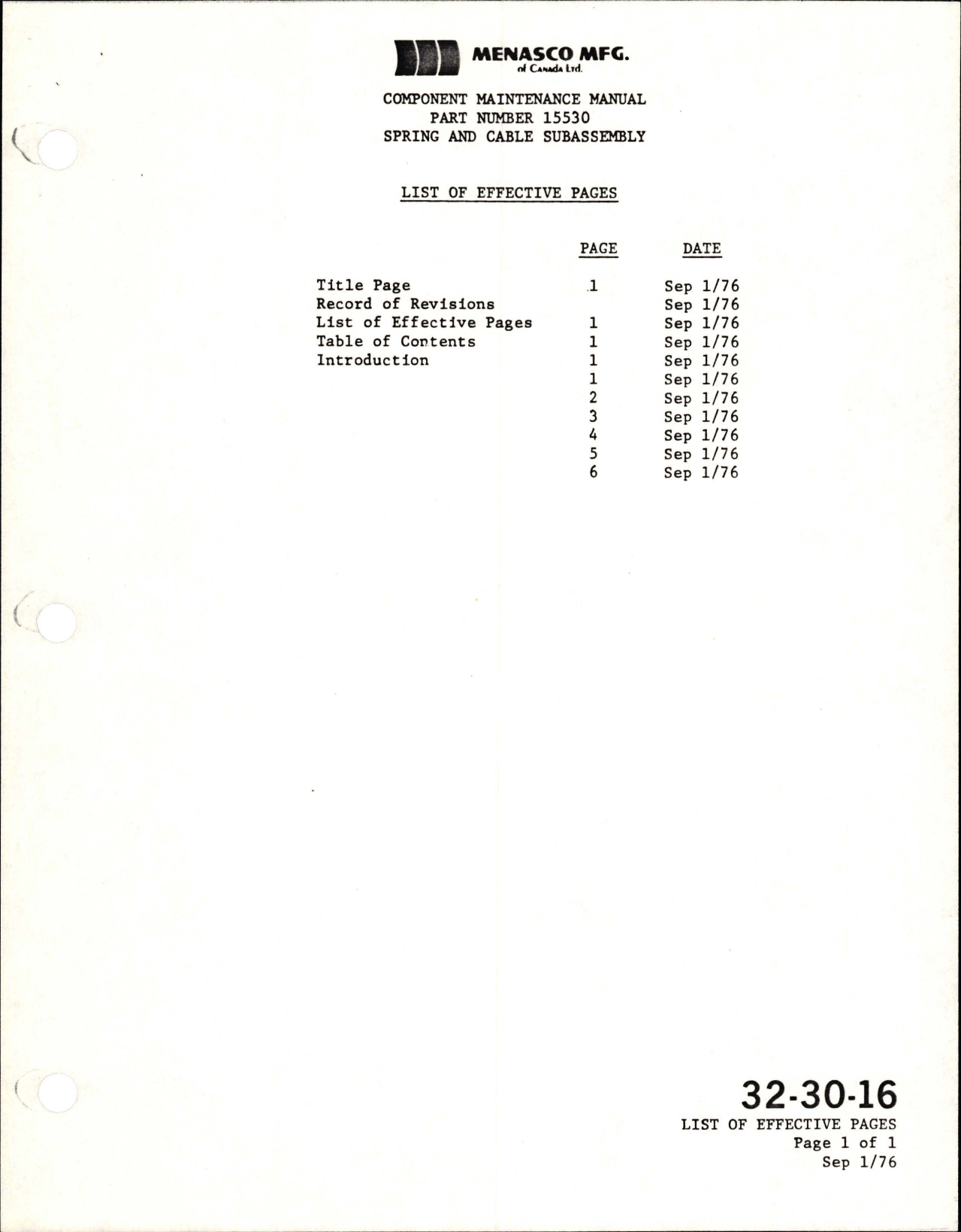 Sample page 5 from AirCorps Library document: Component Maintenance Manual for Main Landing Gear Spring and Cable Subassembly - Part 15530-1