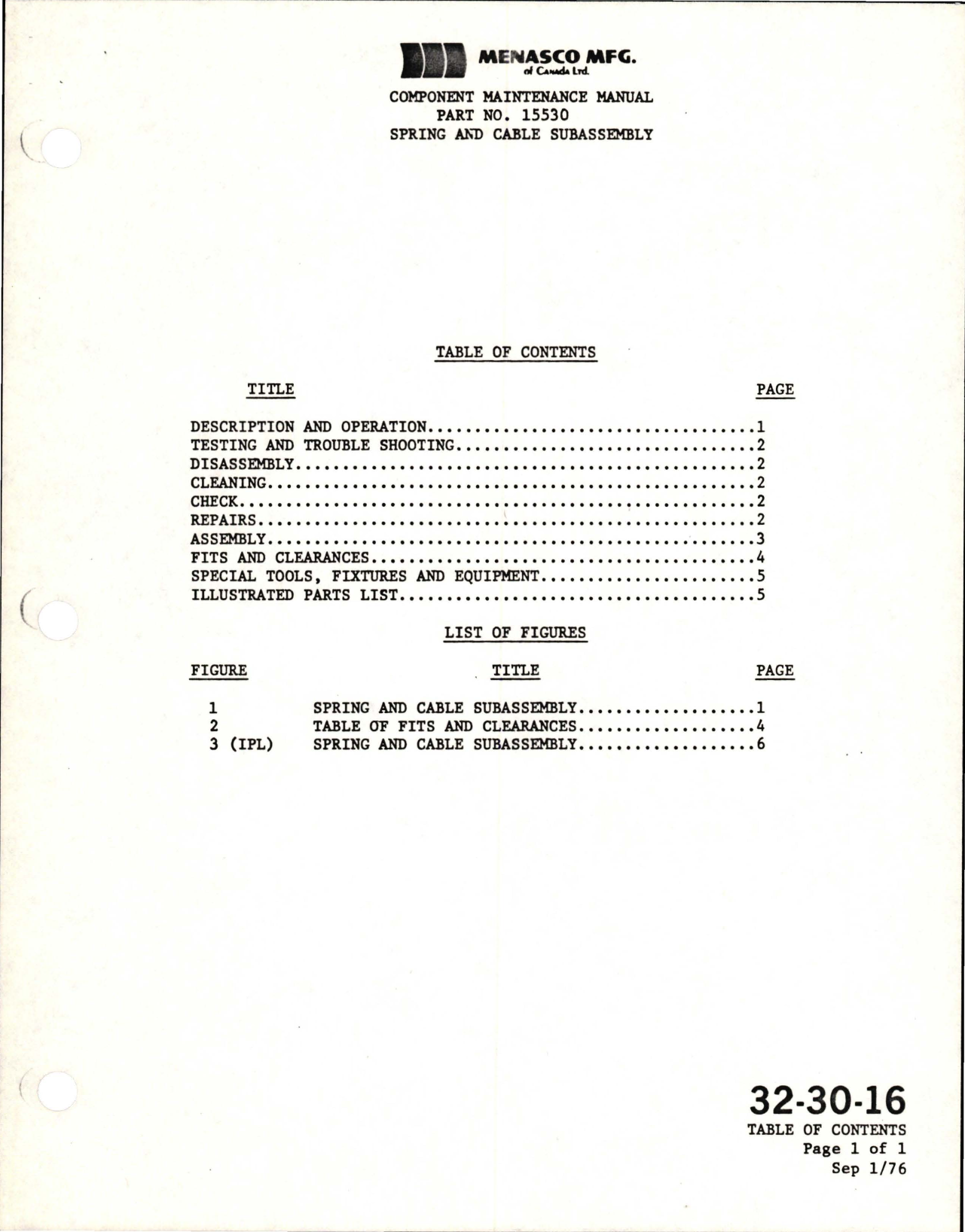 Sample page 7 from AirCorps Library document: Component Maintenance Manual for Main Landing Gear Spring and Cable Subassembly - Part 15530-1