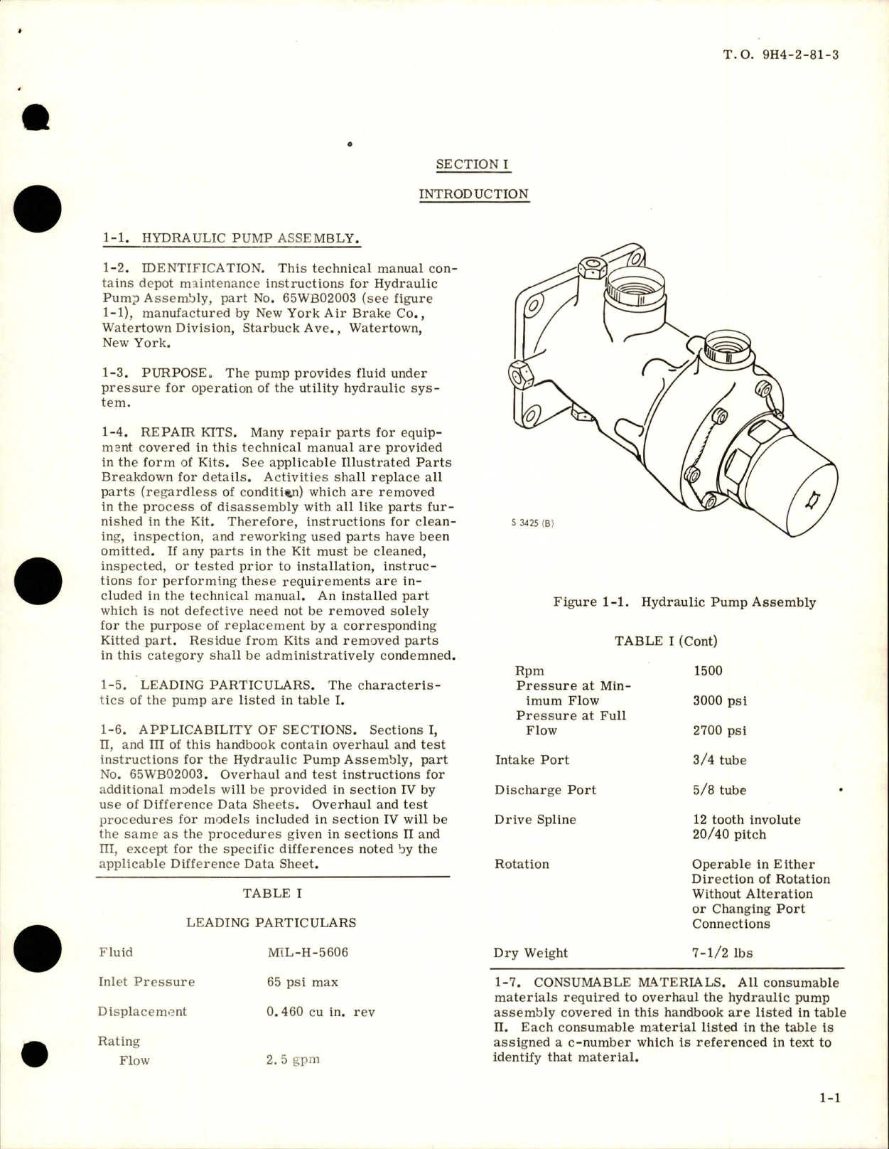 Sample page 5 from AirCorps Library document: Overhaul Manual for Hydraulic Pump Assembly - Part 65WB02003
