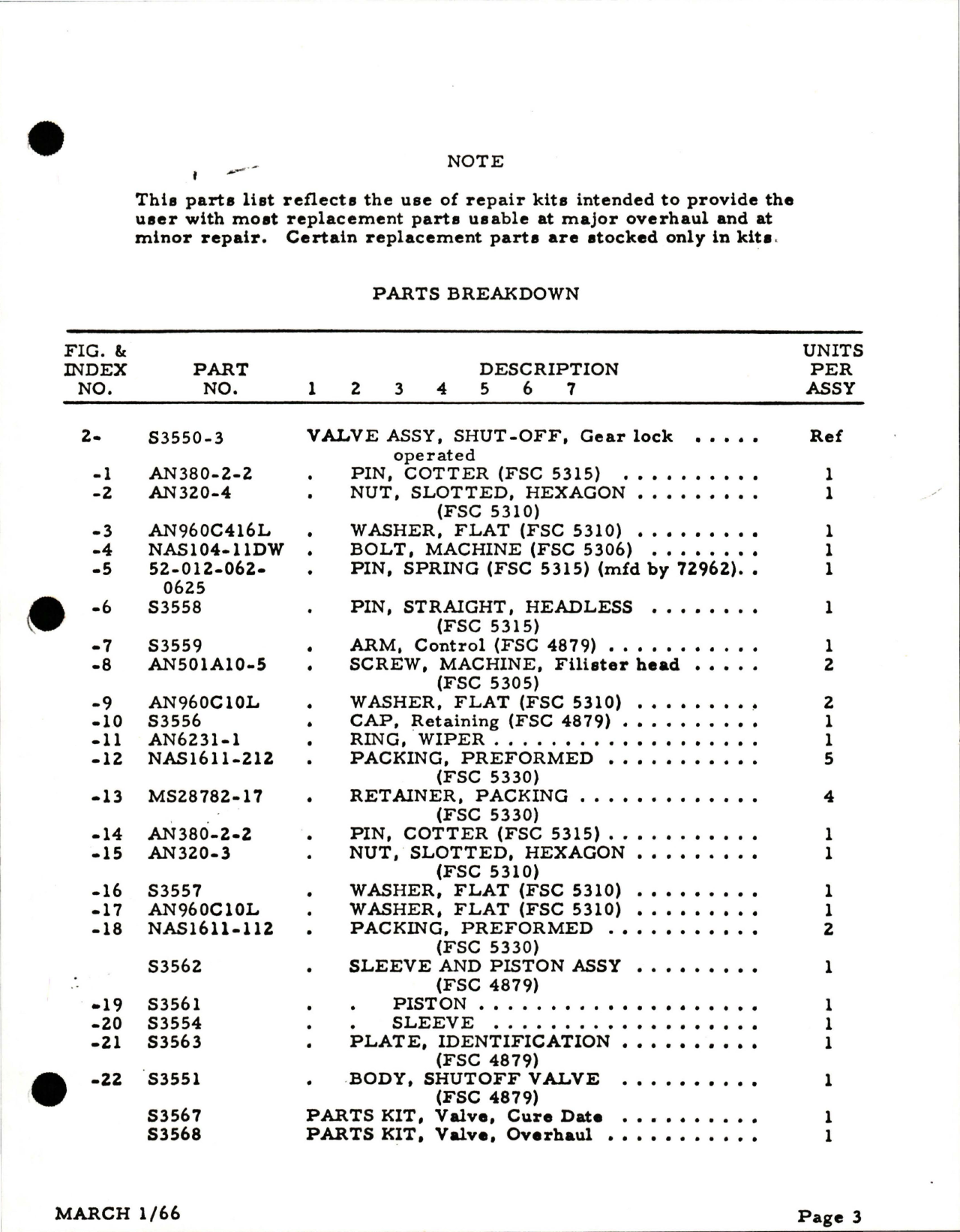 Sample page 5 from AirCorps Library document: Overhaul Instructions with Parts for Gear Lock Operated Shutoff Valve Assembly - Part S-3550-3