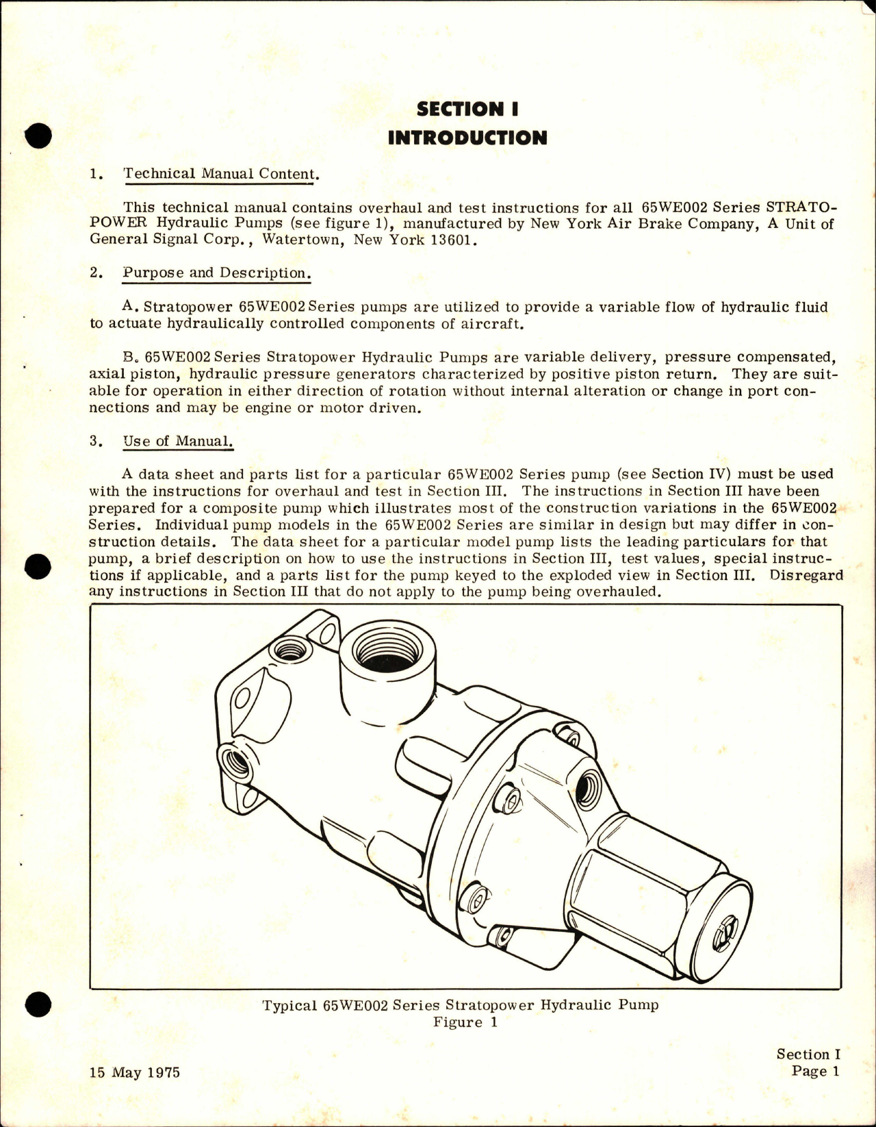 Sample page 5 from AirCorps Library document: Overhaul Instructions with Parts for Stratopower Hydraulic Pump - 65WE002 Series