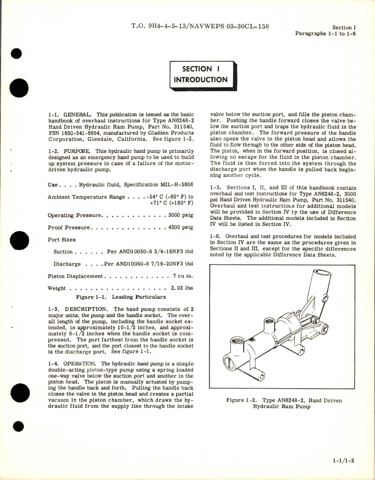 Sample page 5 from AirCorps Library document: Overhaul Manual for Hand Driven Hydraulic Hand Pump - Type AN6248-2 - Part 311540