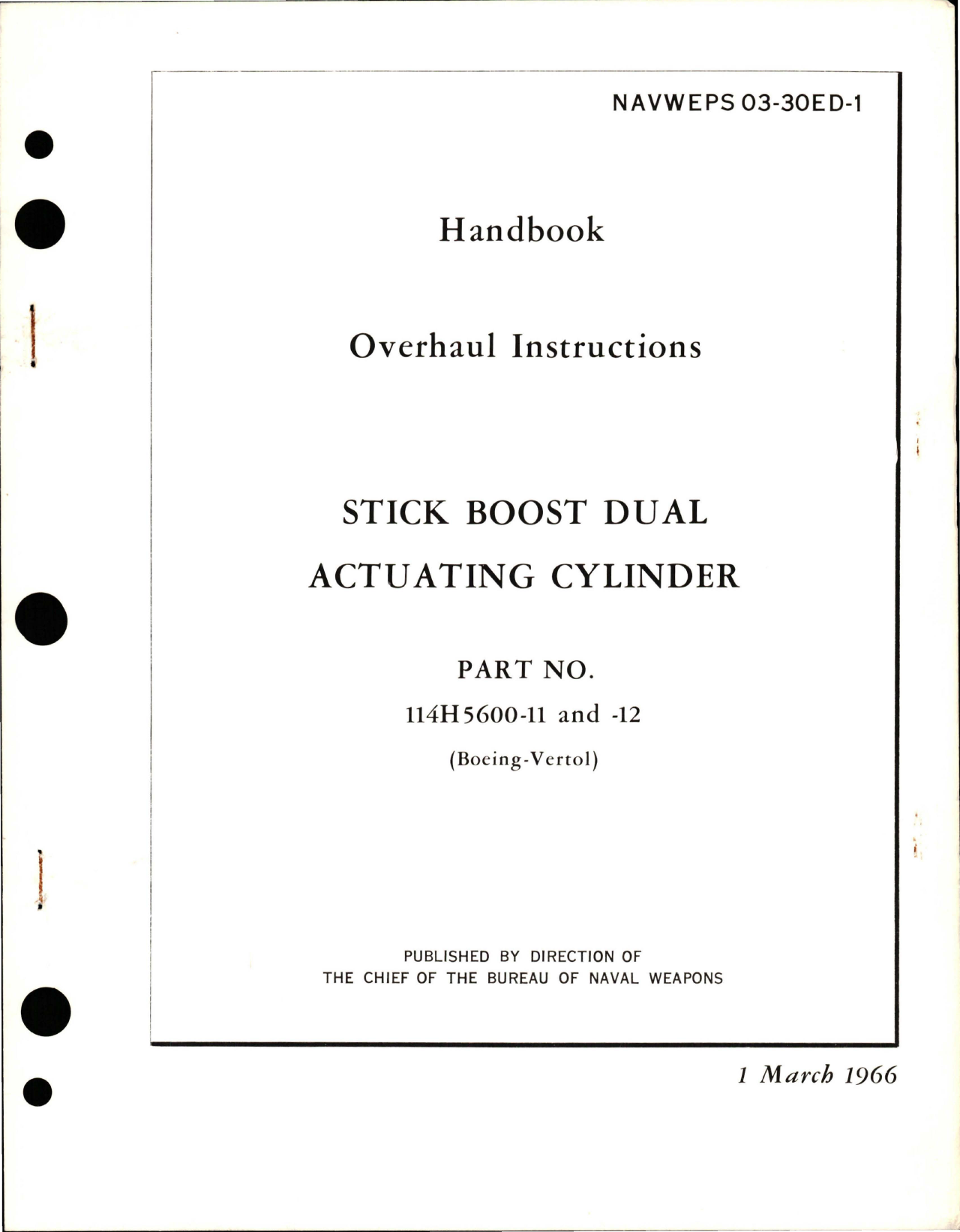 Sample page 1 from AirCorps Library document: Overhaul Instructions for Stick Boost Dual Actuating Cylinder - Part 114H5600-11 and 114H5600-12