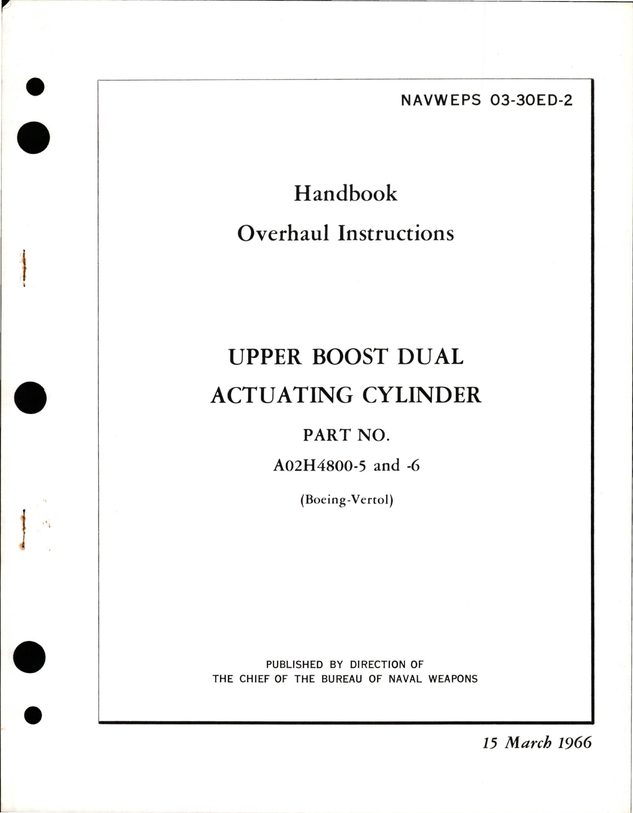 Sample page 1 from AirCorps Library document: Overhaul Instructions for Upper Boost Dual Actuating Cylinder - Part A02H4800-5 and A02H4800-6 