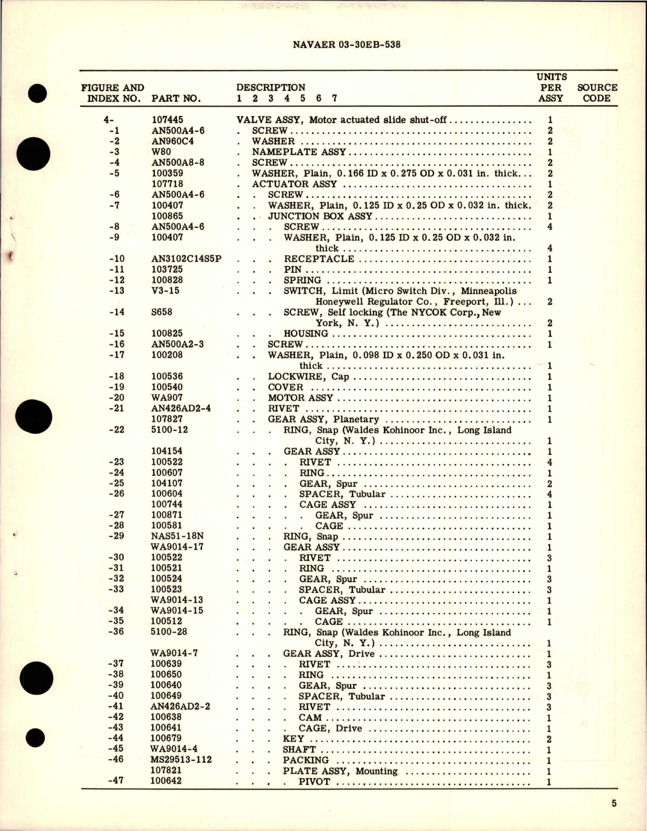 Sample page 5 from AirCorps Library document: Overhaul Instructions with Parts for Motor Actuated Slide Valve Assembly - Part 107445