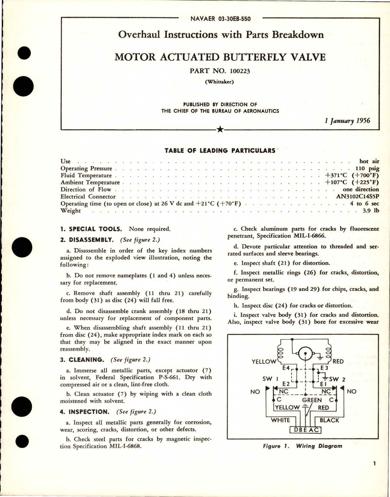 Sample page 1 from AirCorps Library document: Overhaul Instructions with Parts for Motor Actuated Butterfly Valve - Part 100223
