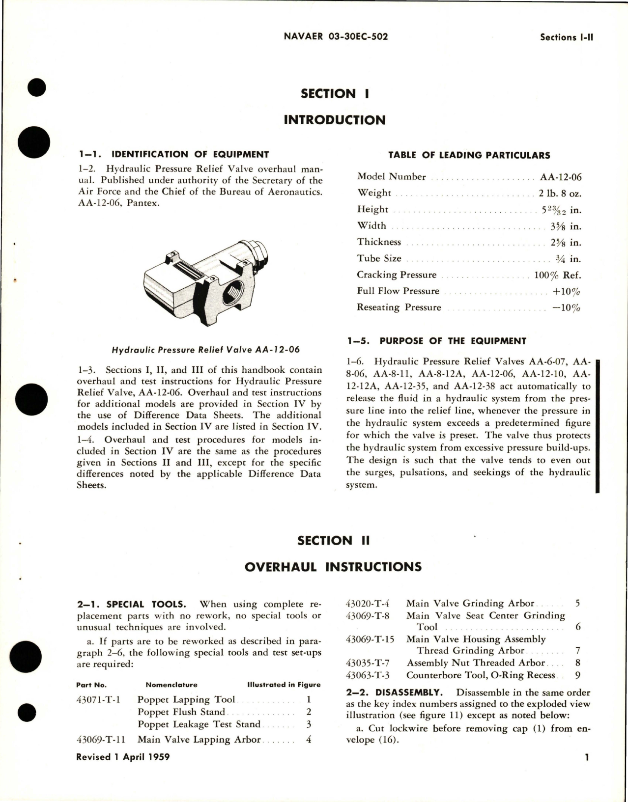 Sample page 5 from AirCorps Library document: Overhaul Instructions for Hydraulic Pressure Relief Valves