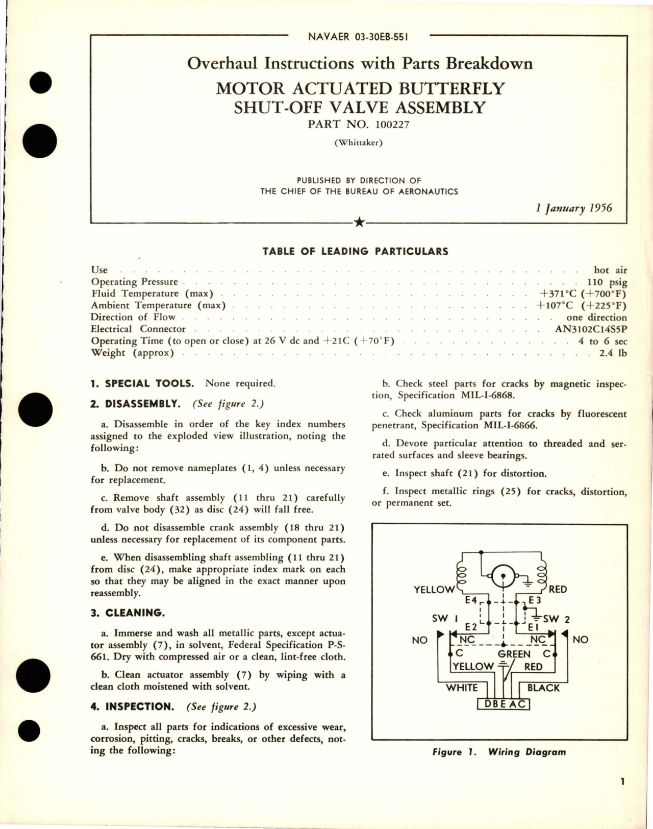 Sample page 1 from AirCorps Library document: Overhaul Instructions with Parts for Motor Actuated Butterfly Shut Off Valve Assembly - Part 100227