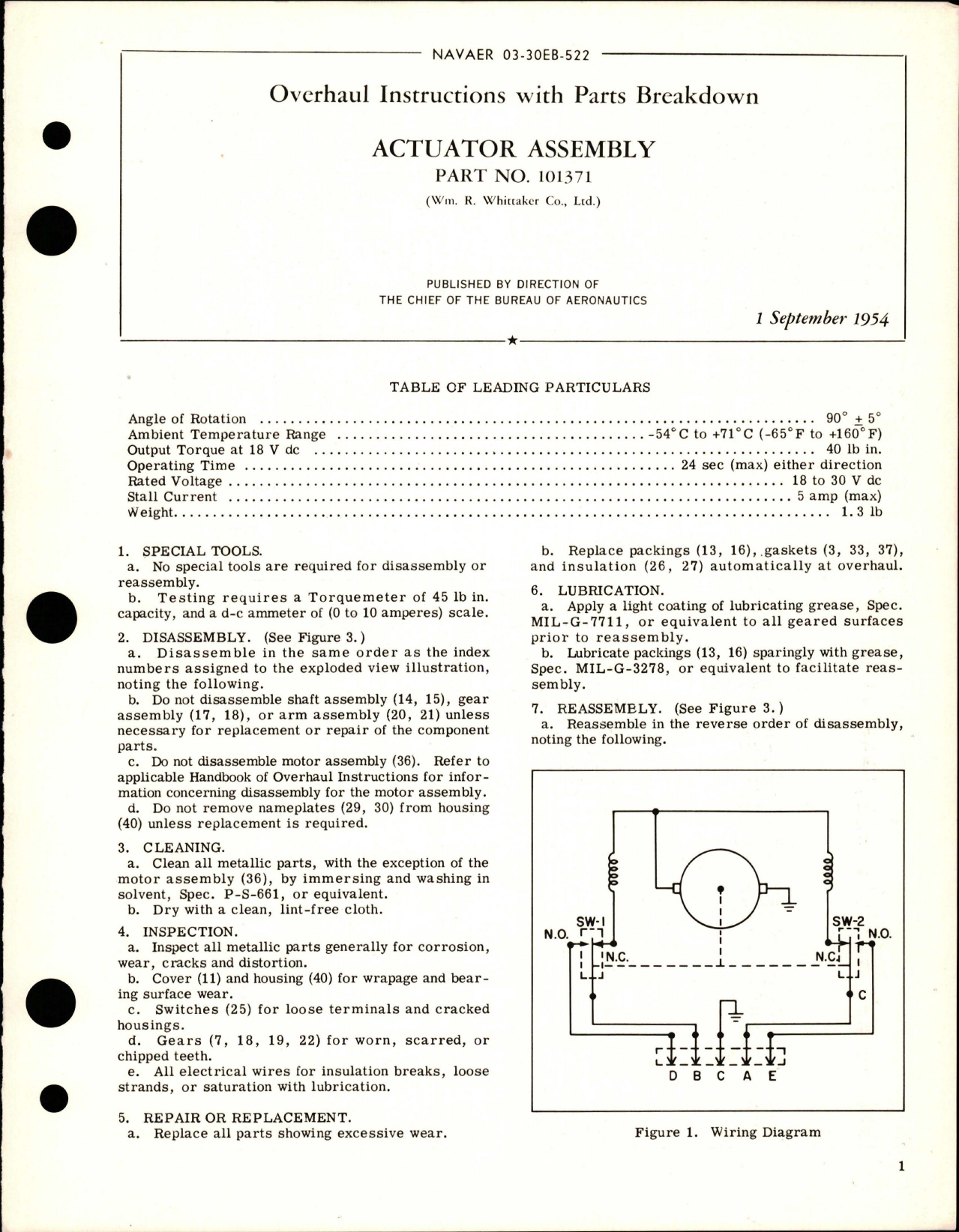 Sample page 1 from AirCorps Library document: Overhaul Instructions with Parts Breakdown for Actuator Assembly - Part 101371