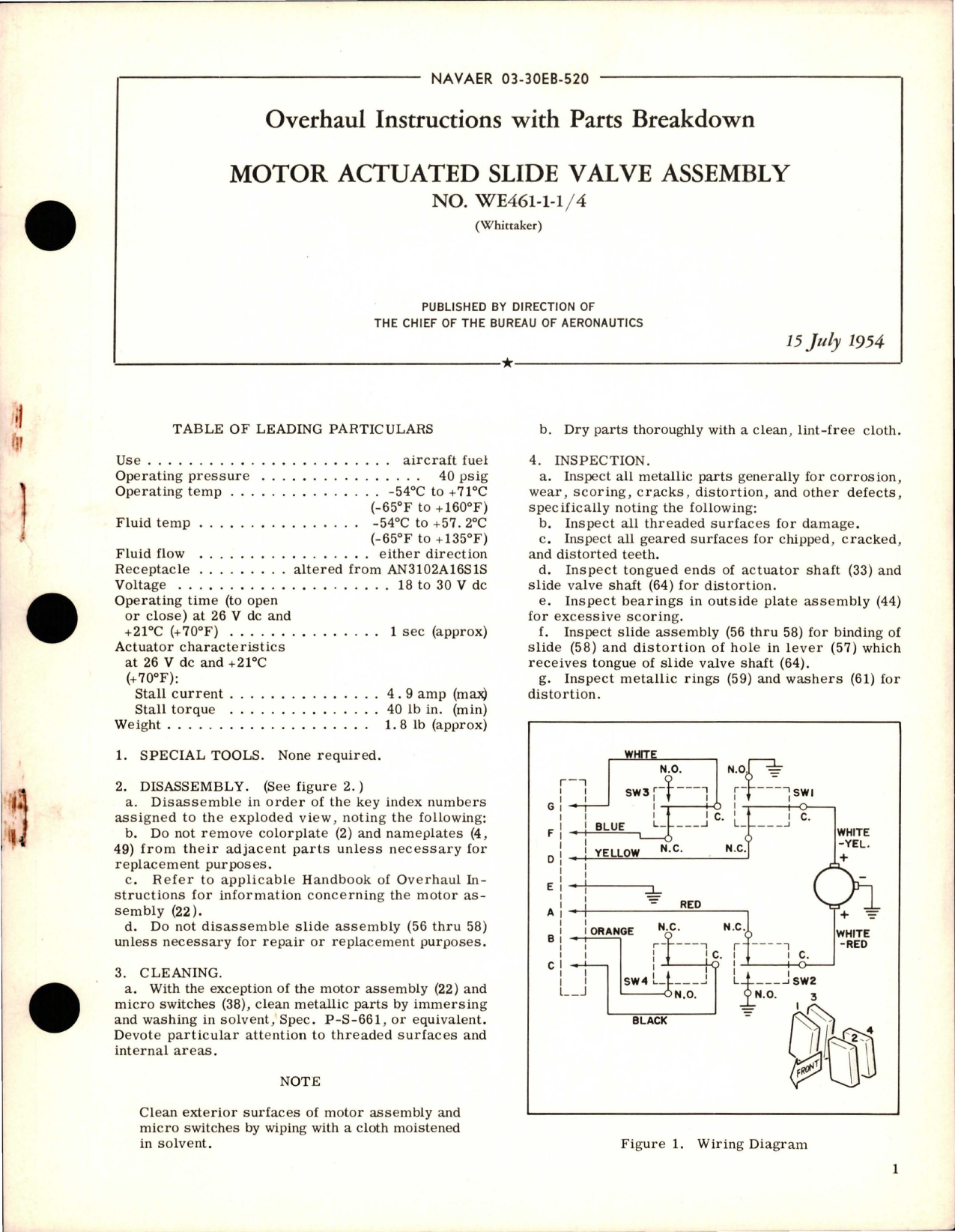 Sample page 1 from AirCorps Library document: Overhaul Instructions with Parts for Motor Actuated Slide Valve Assembly - No. WE461-1-1/4