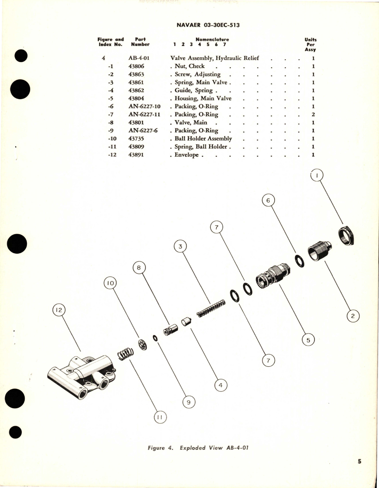 Sample page 5 from AirCorps Library document: Overhaul Instructions with Parts for Hydraulic Pressure Relief Valve - AB-4-01