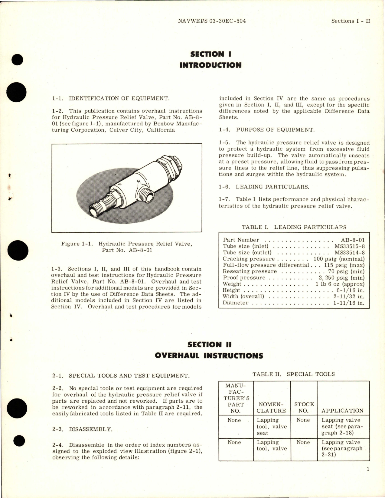 Sample page 5 from AirCorps Library document: Overhaul Instructions for Hydraulic Pressure Relief Valves