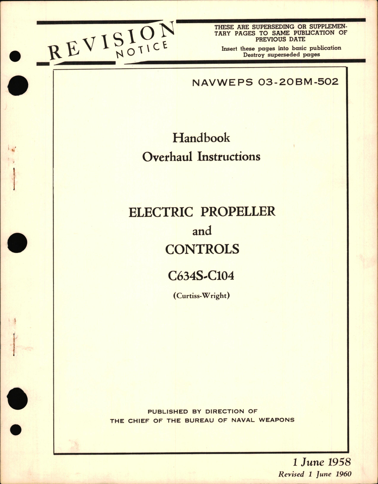 Sample page 1 from AirCorps Library document: Overhaul Instructions for Electric Propeller and Controls C634S-C104