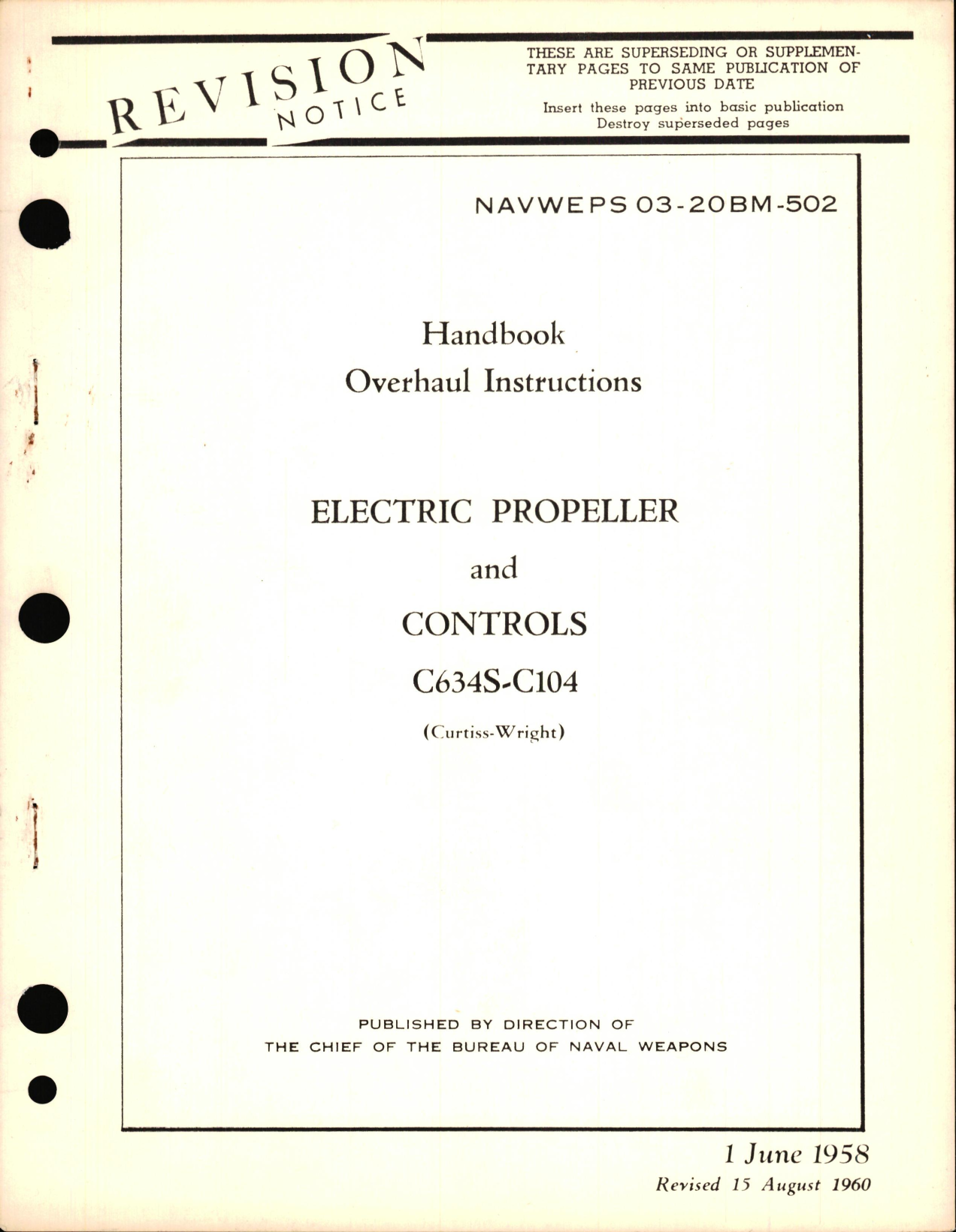 Sample page 1 from AirCorps Library document: Overhaul Instructions for Electric Propeller and Controls C634S-C104