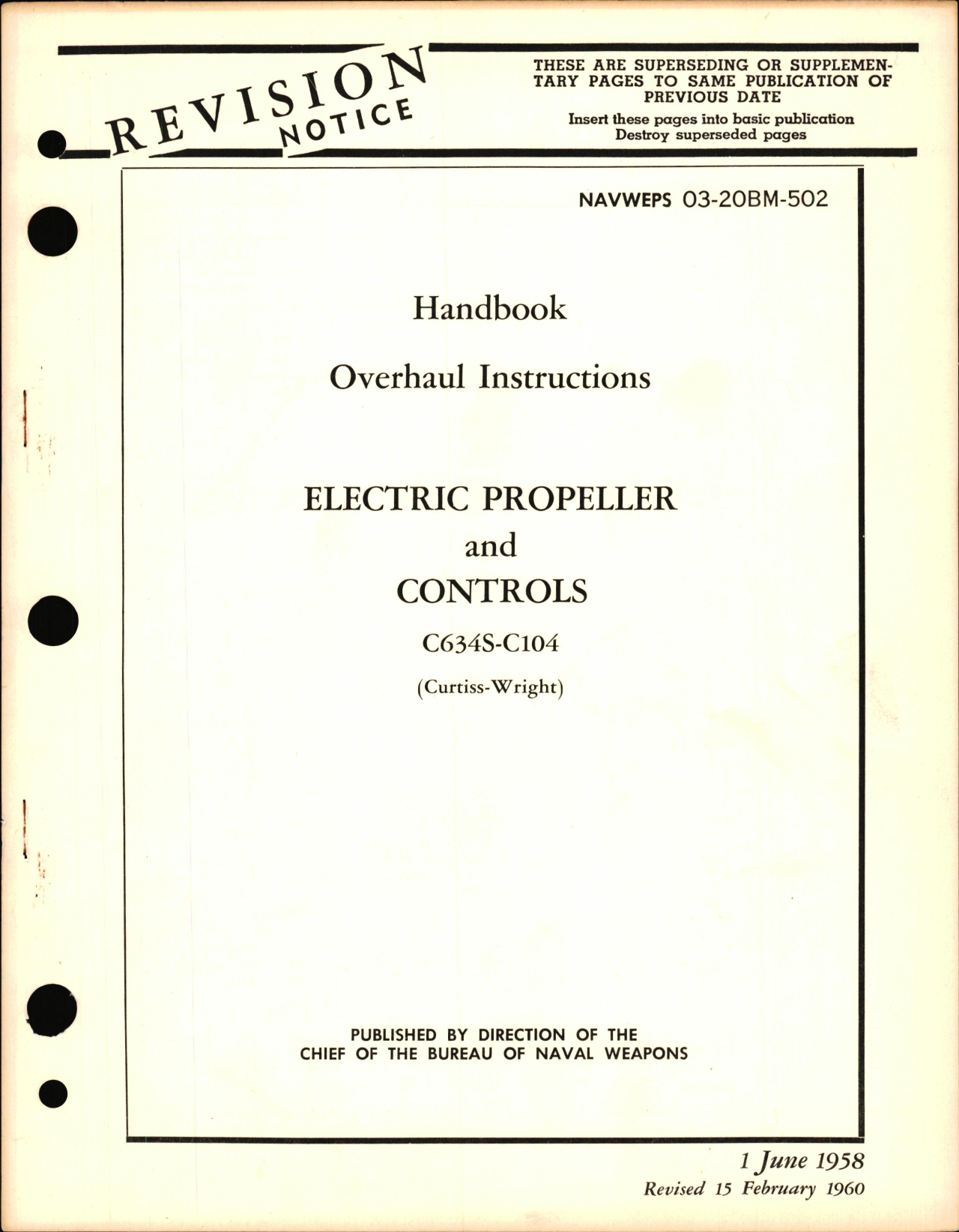 Sample page 1 from AirCorps Library document: Overhaul Instructions for Electric Propeller and Controls C634S-C104