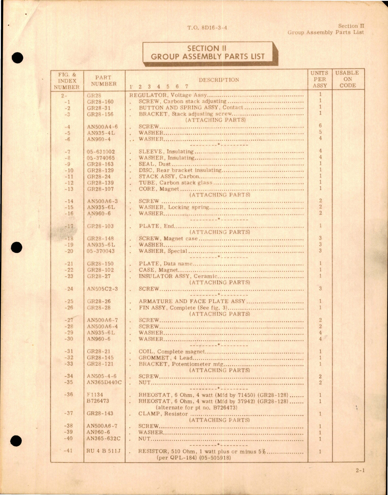 Sample page 5 from AirCorps Library document: Illustrated Parts Breakdown for Voltage Regulator - Model GR-28