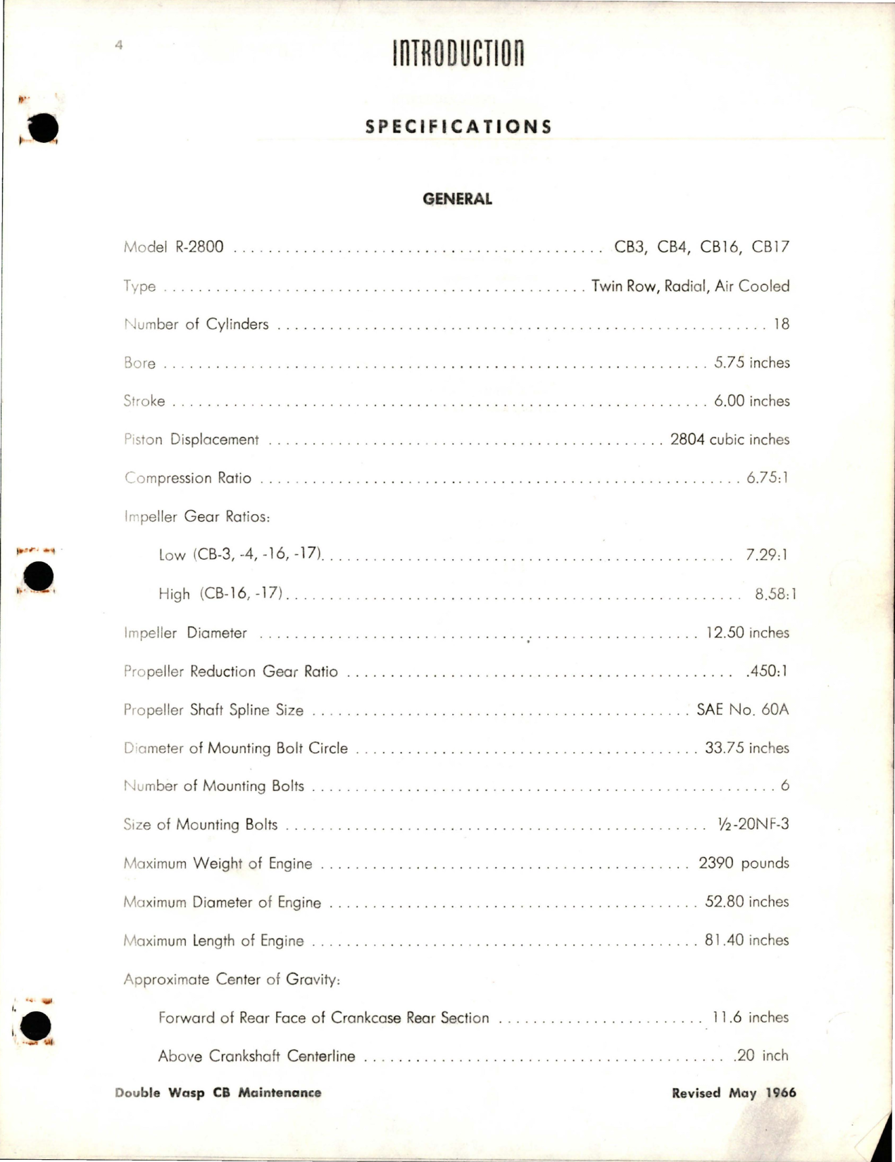 Sample page 1 from AirCorps Library document: Maintenance Manual for Double Wasp - CB3, CB4, CB16 and CB17