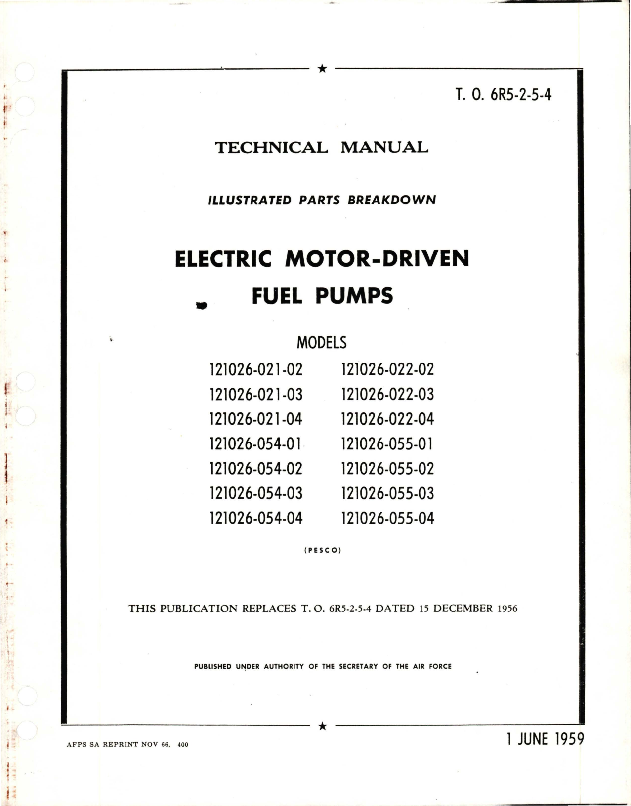 Sample page 1 from AirCorps Library document: Illustrated Parts Breakdown for Electric Motor Driven Fuel Pumps