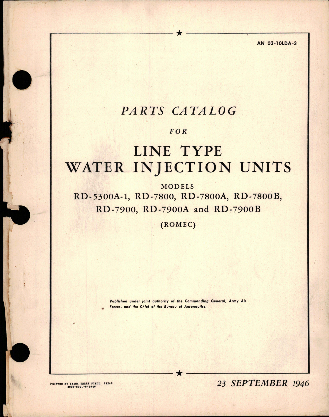 Sample page 1 from AirCorps Library document: Parts Catalog for Line Type Water Injection Units