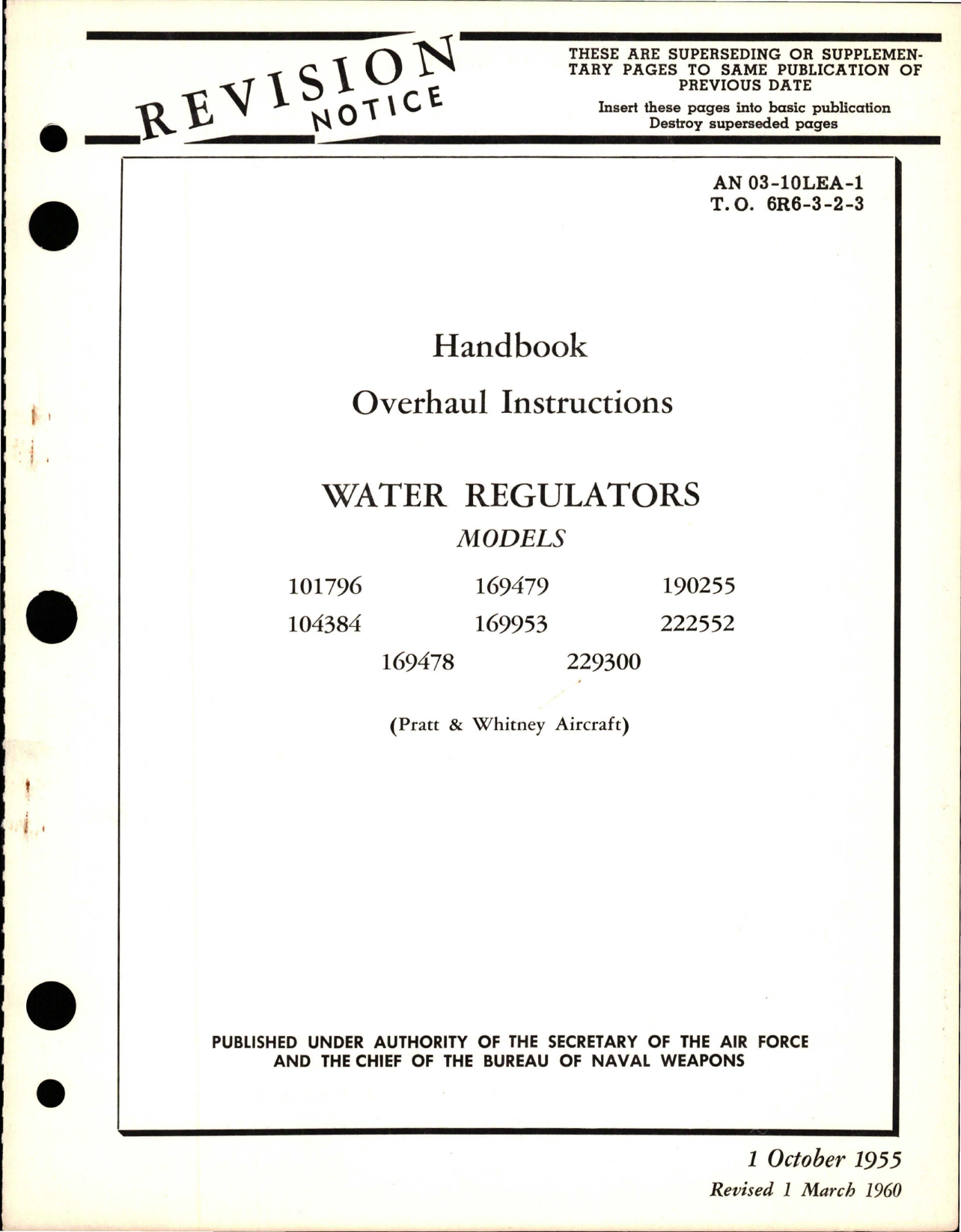 Sample page 1 from AirCorps Library document: Overhaul Instructions for Water Regulators