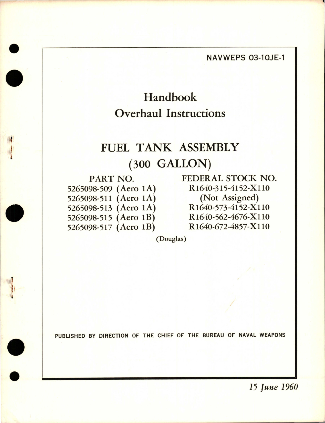 Sample page 1 from AirCorps Library document: Overhaul Instructions for 300 Gallon Fuel Tank Assembly