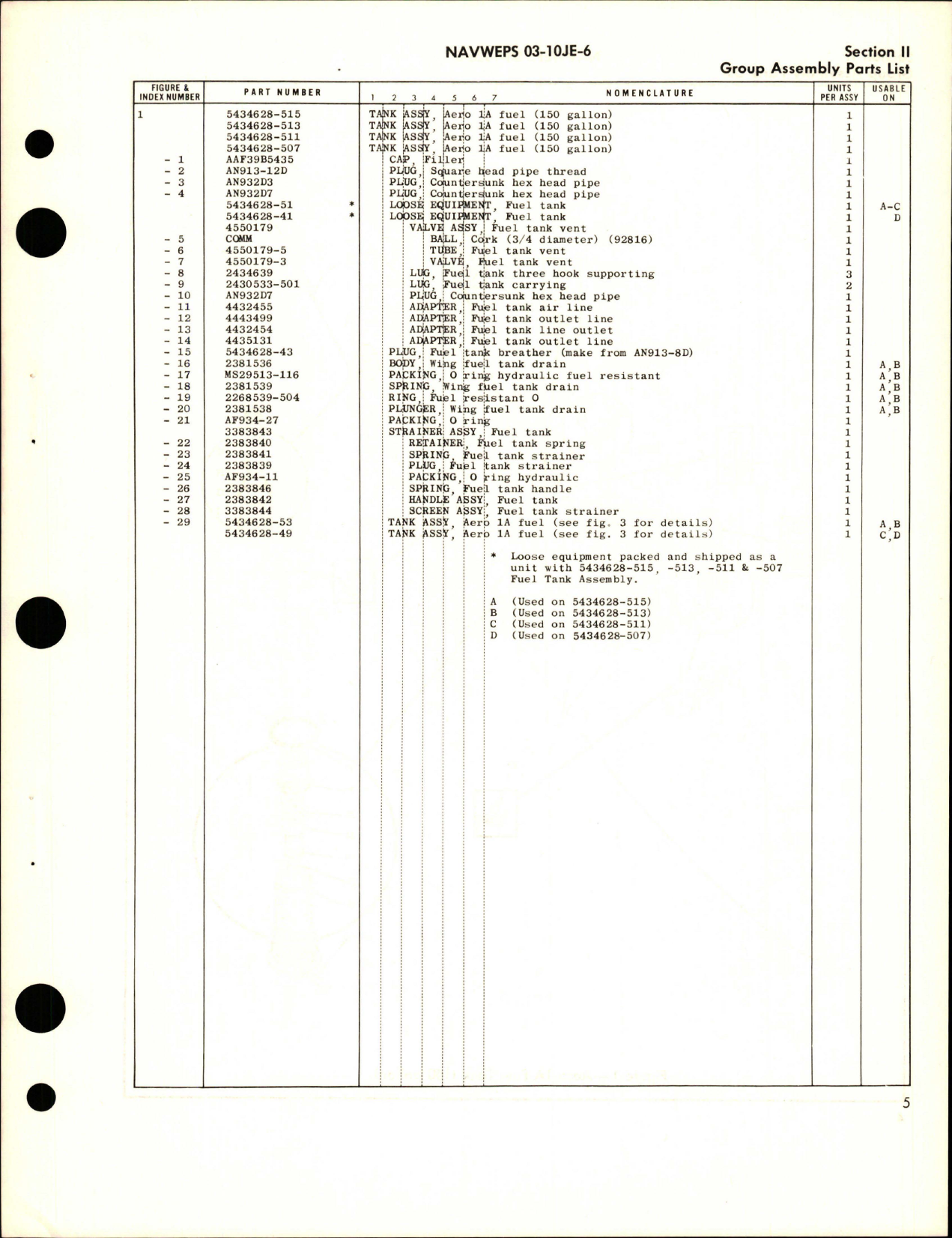 Sample page 7 from AirCorps Library document: Illustrated Parts Breakdown for Fuel Tank Assembly - 150 Gallon