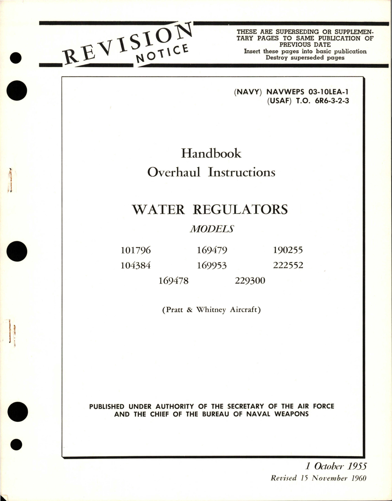 Sample page 1 from AirCorps Library document: Overhaul Instructions for Water Regulators 